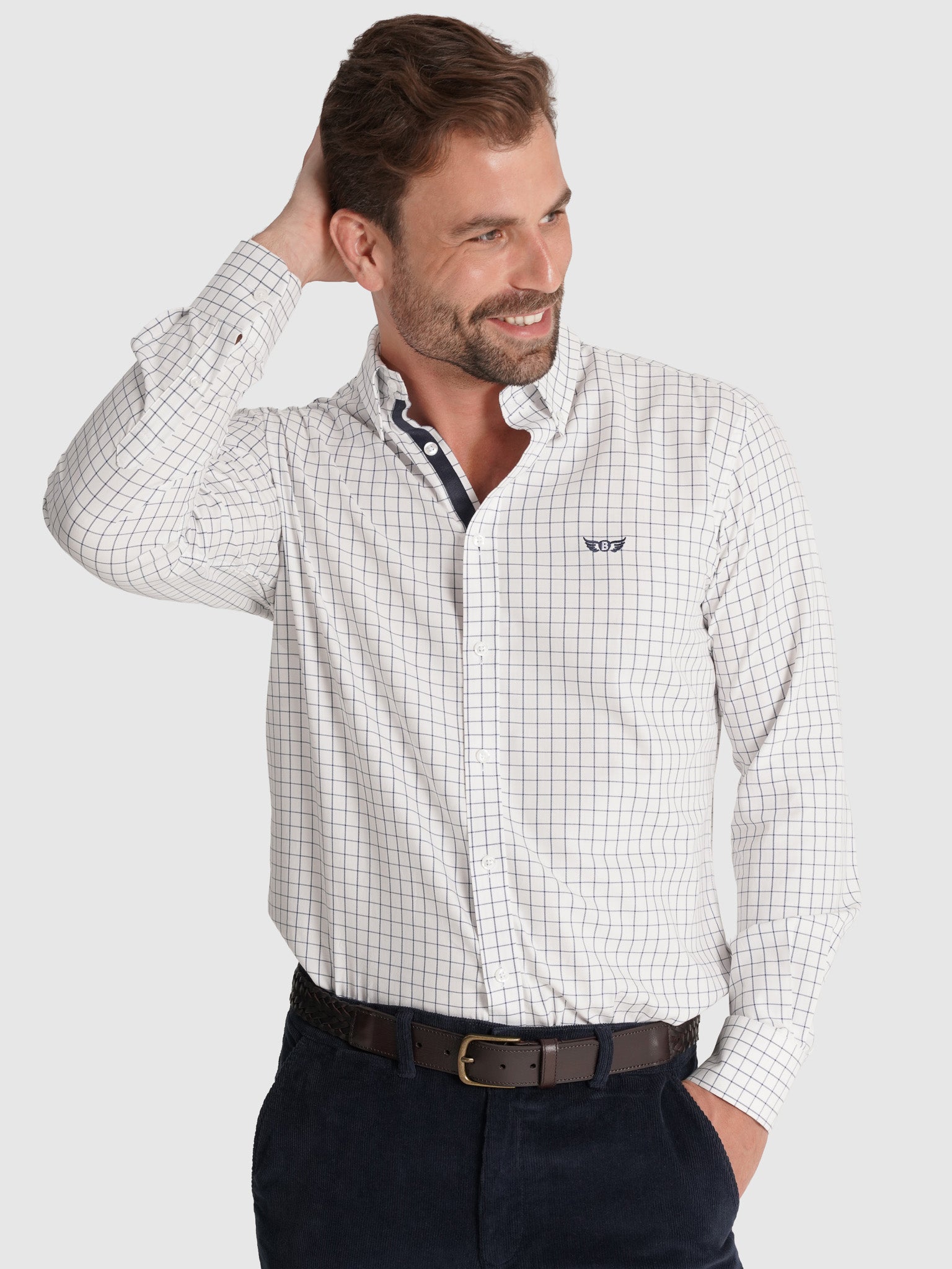 CAMISA ALGODÃO BRANCA MANGA COMPRIDA REGULAR FIT MR. BLUE