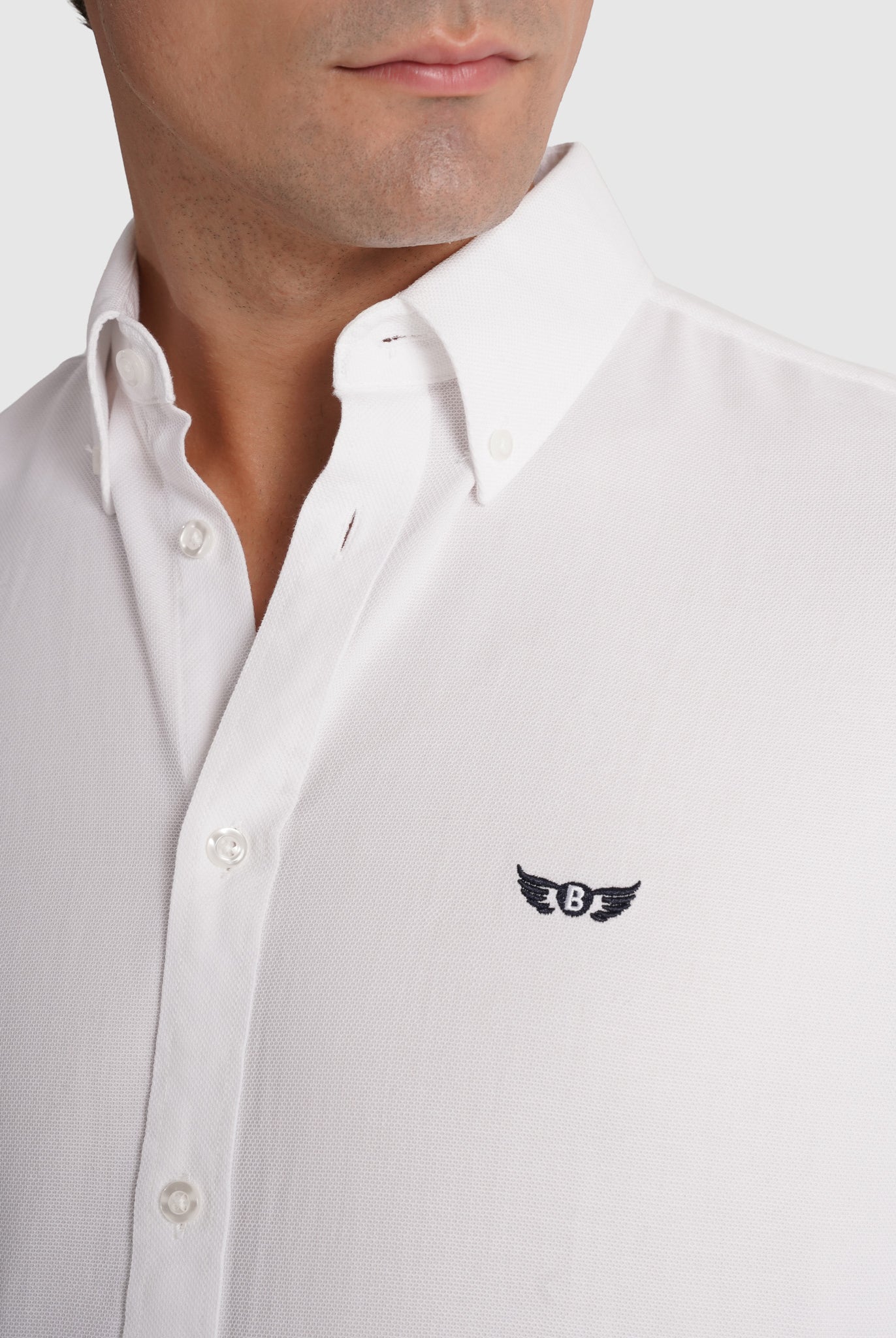 CAMISA ALGODÃO BRANCA MANGA COMPRIDA REGULAR FIT MR. BLUE