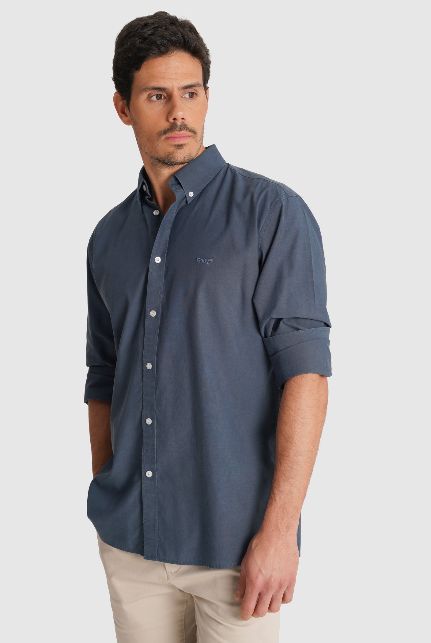 CAMISA TENCEL AZUL MANGA COMPRIDA REGULAR FIT MR. BLUE