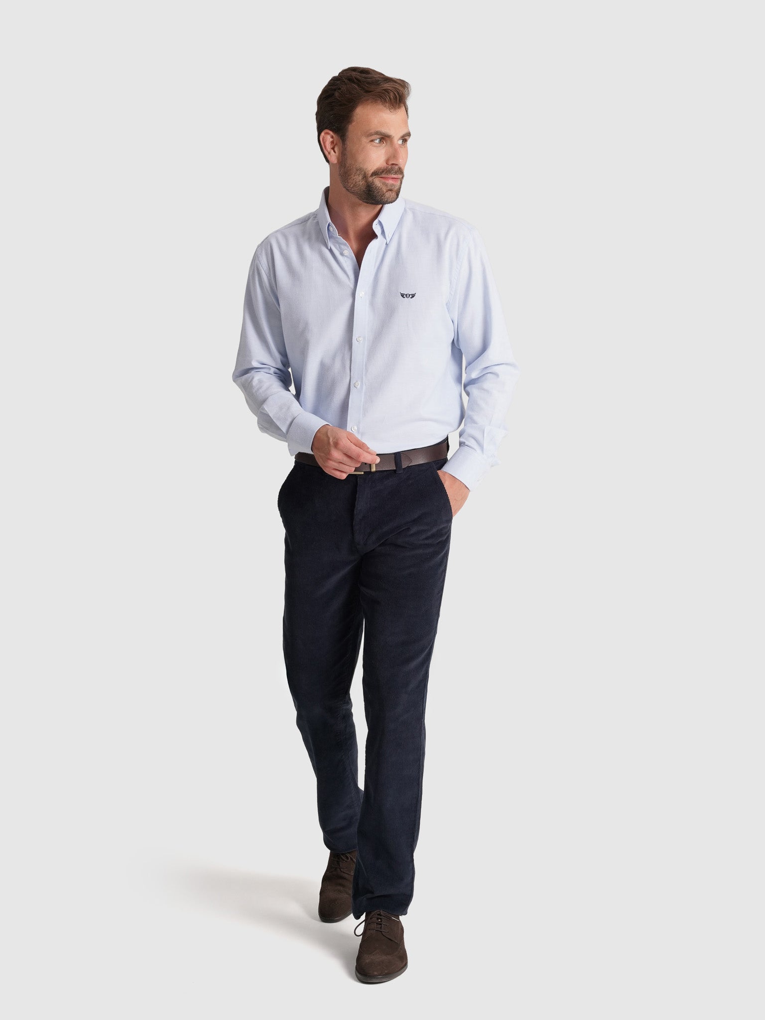 CAMISA FLANELA AZUL MANGA COMPRIDA REGULAR FIT MR. BLUE