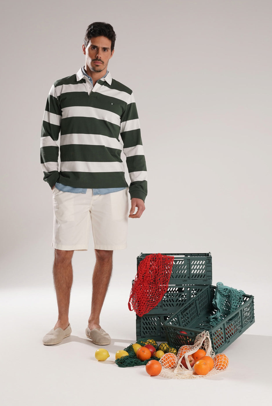 RUGBIE ALGODÃO VERDE MANGA COMPRIDA REGULAR FIT MR. BLUE