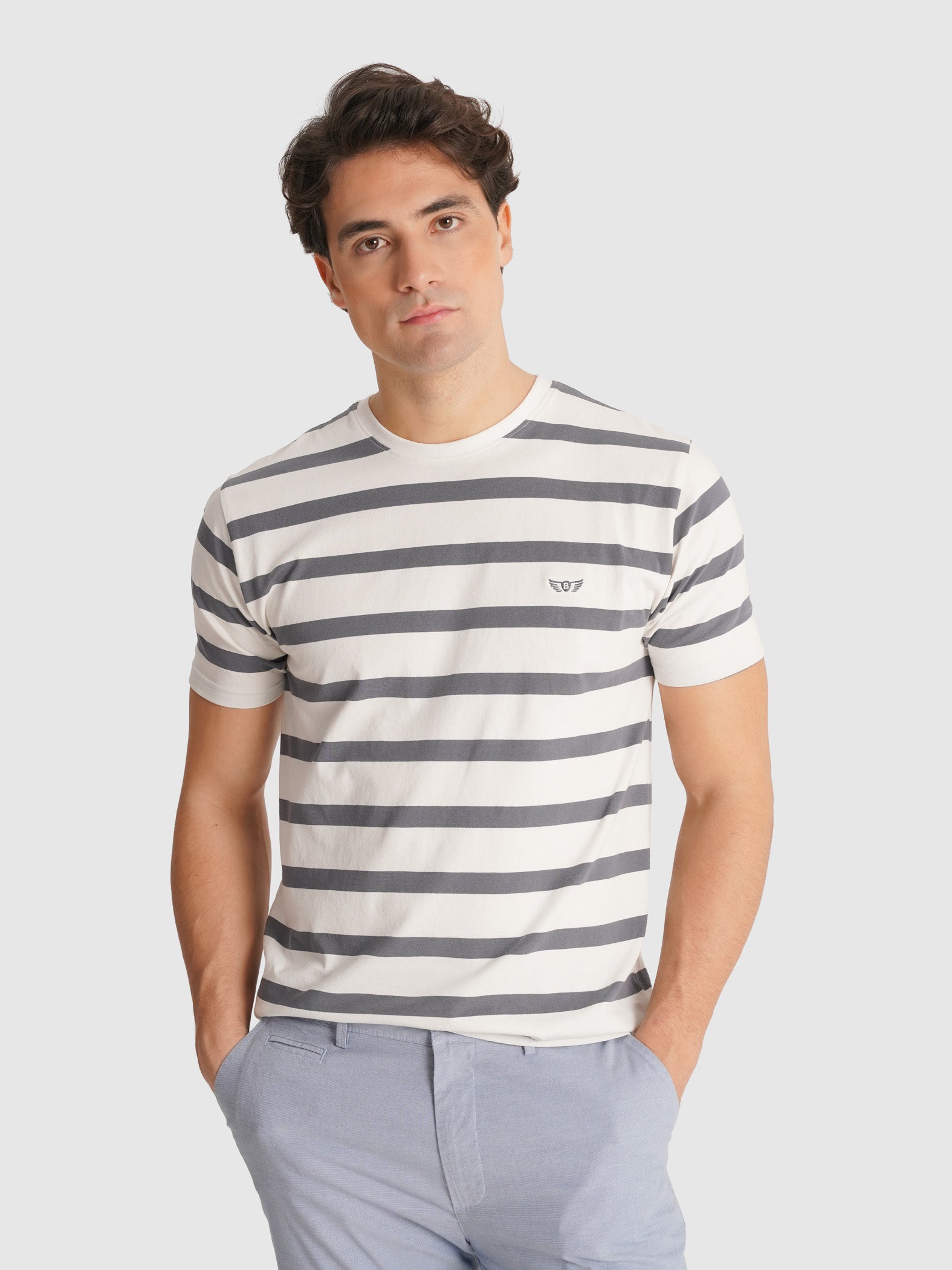 T-SHIRT ALGODÃO AZUL MANGA CURTA REGULAR FIT MR. BLUE