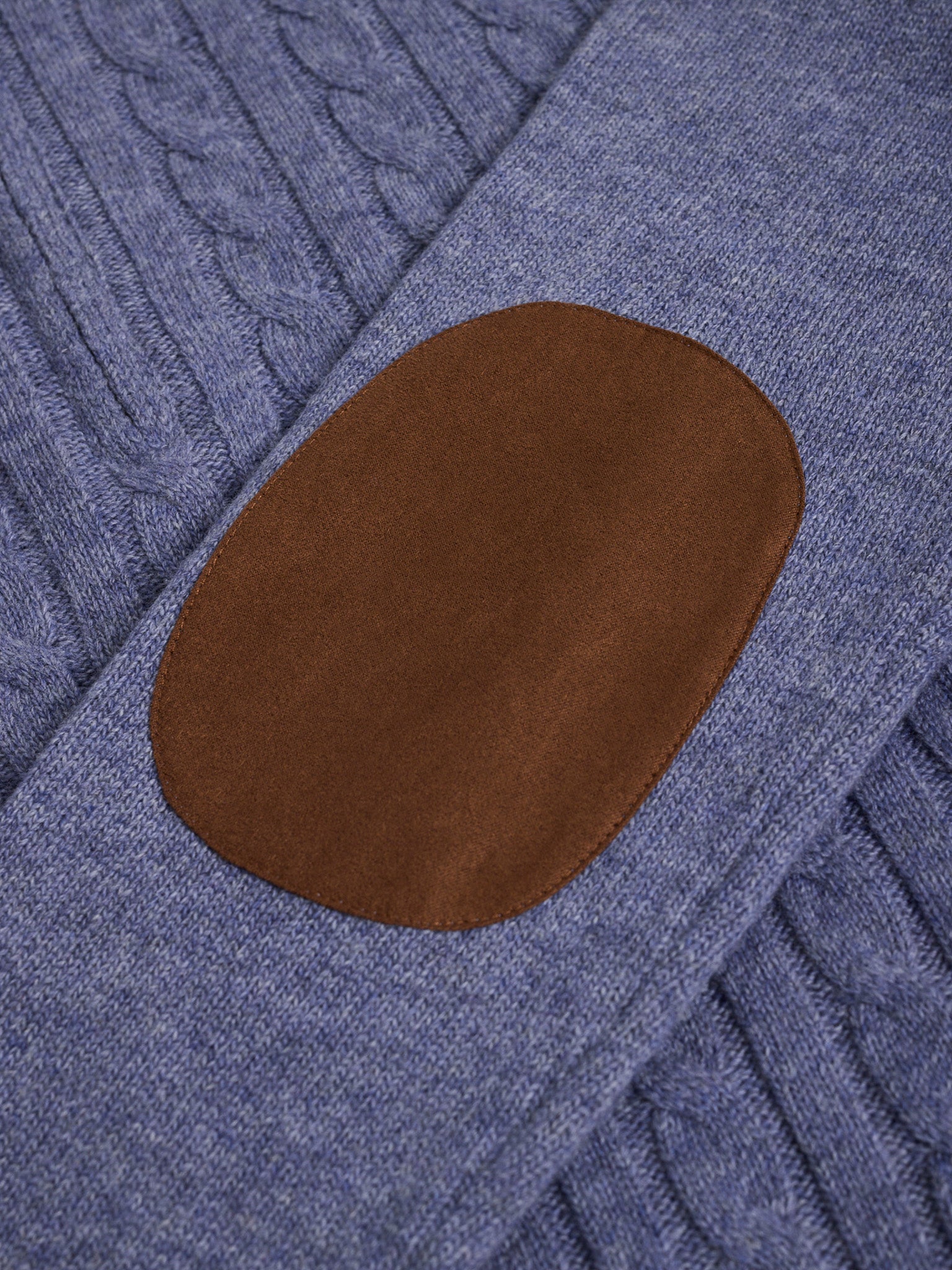 PULLOVER LÃ AZUL COM COTOVELEIRA REGULAR FIT MR. BLUE