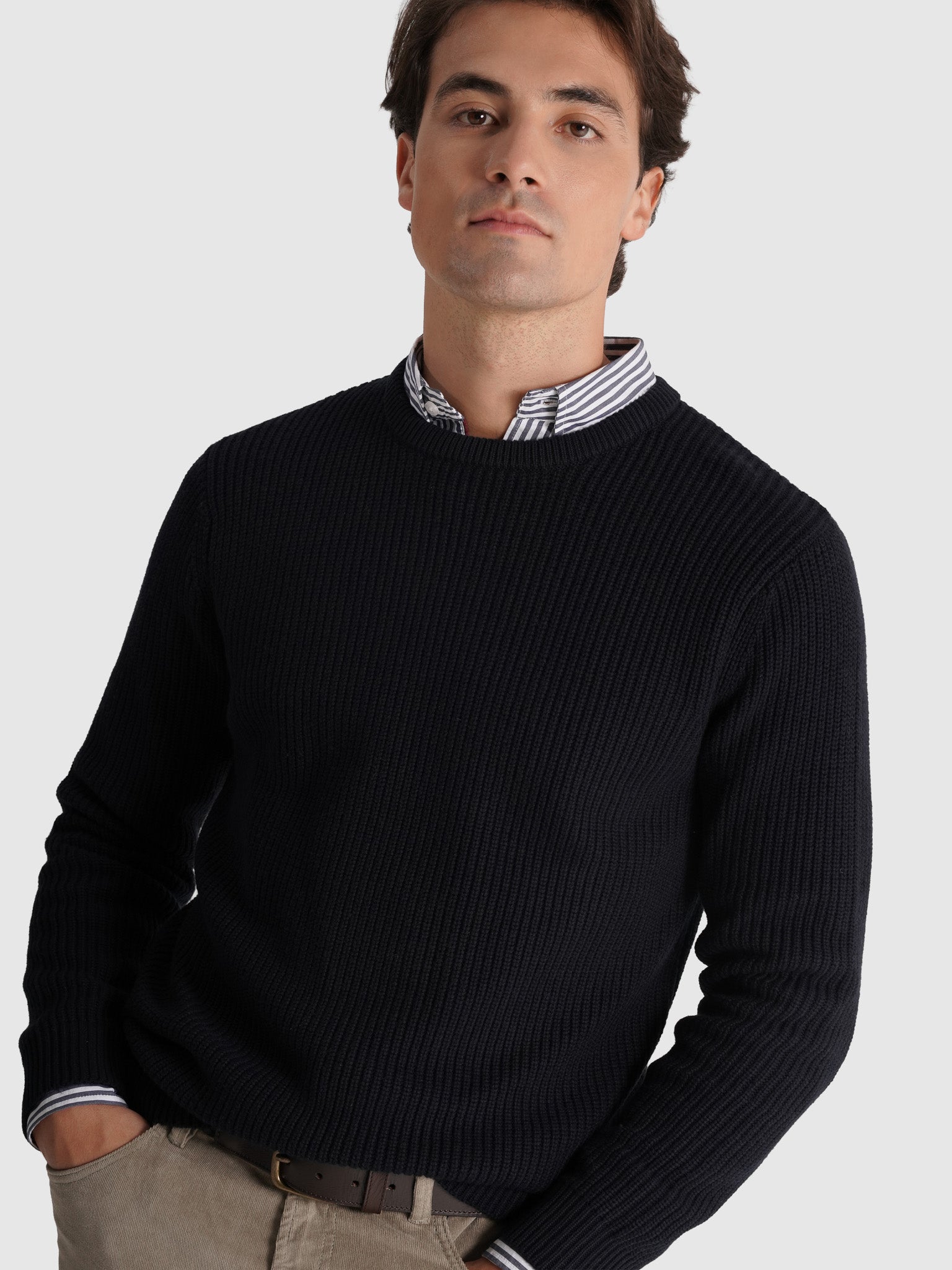 PULLOVER ALGODÃO AZUL MANGA COMPRIDA REGULAR FIT MR. BLUE