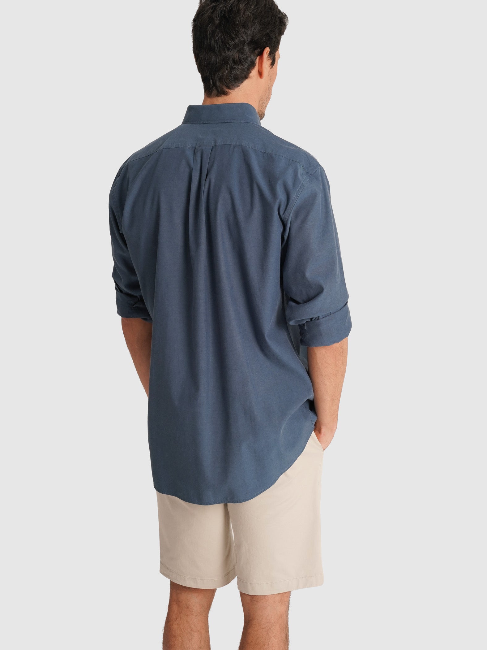 CAMISA TENCEL AZUL MANGA COMPRIDA REGULAR FIT MR. BLUE