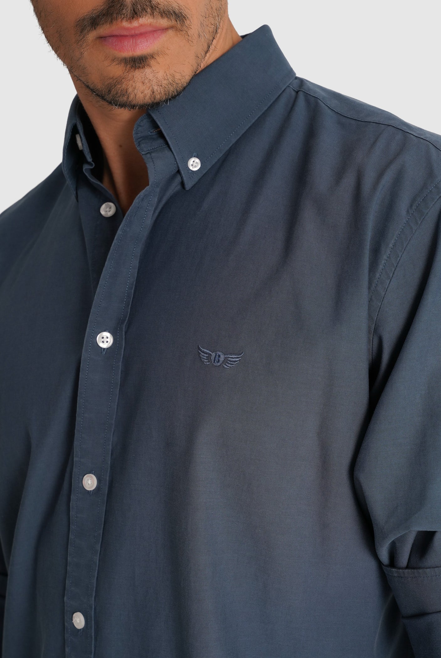 CAMISA TENCEL AZUL MANGA COMPRIDA REGULAR FIT MR. BLUE