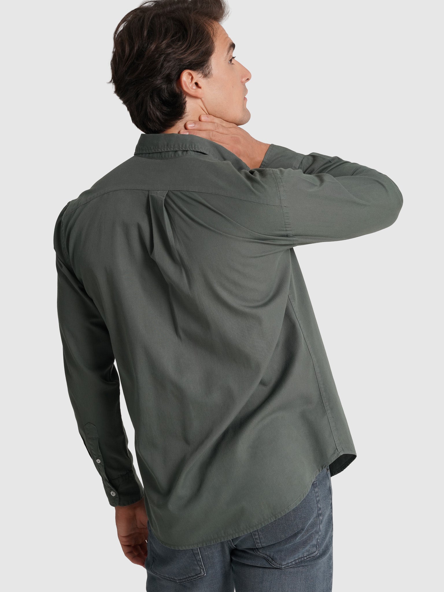 CAMISA ALGODÃO VERDE MANGA COMPRIDA REGULAR FIT MR. BLUE