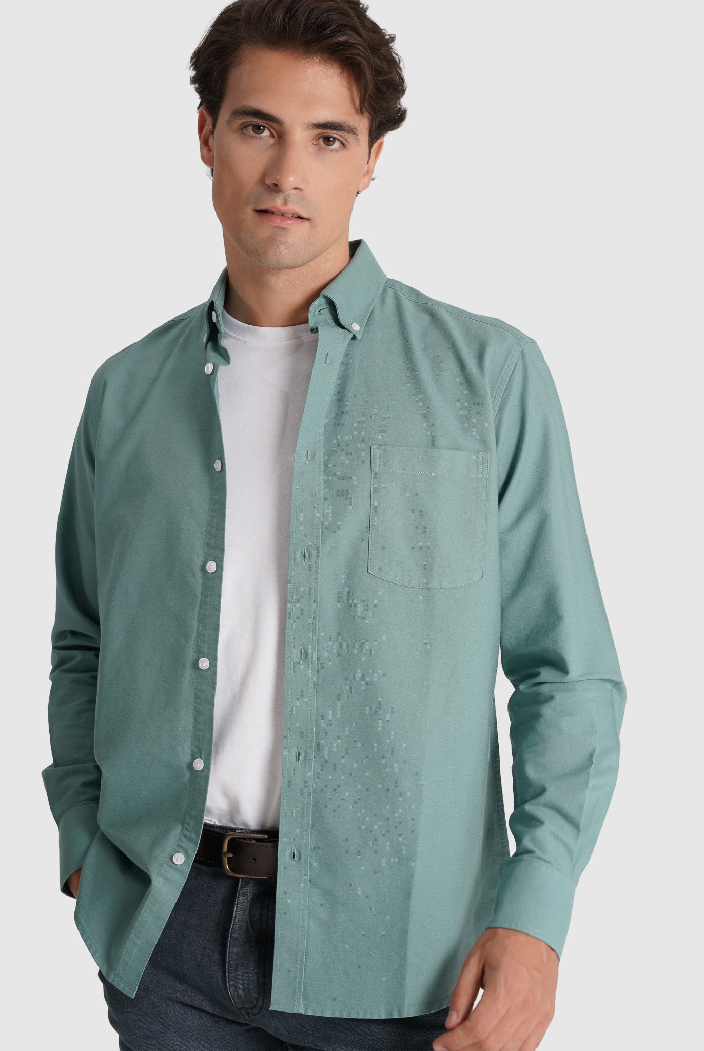 Camisa Algodão Verde Manga Comprida Regular Fit Mr. Blue