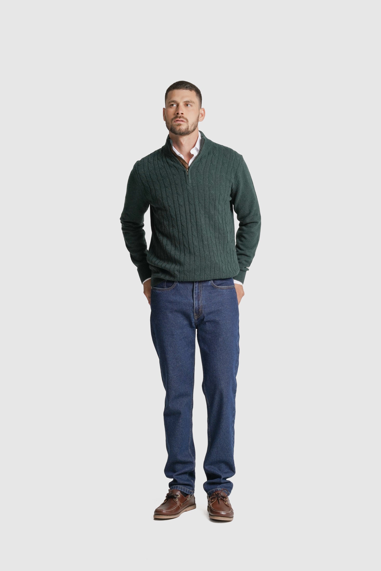 PULLOVER LÃ REGULAR FIT VERDE LISO MR. BLUE