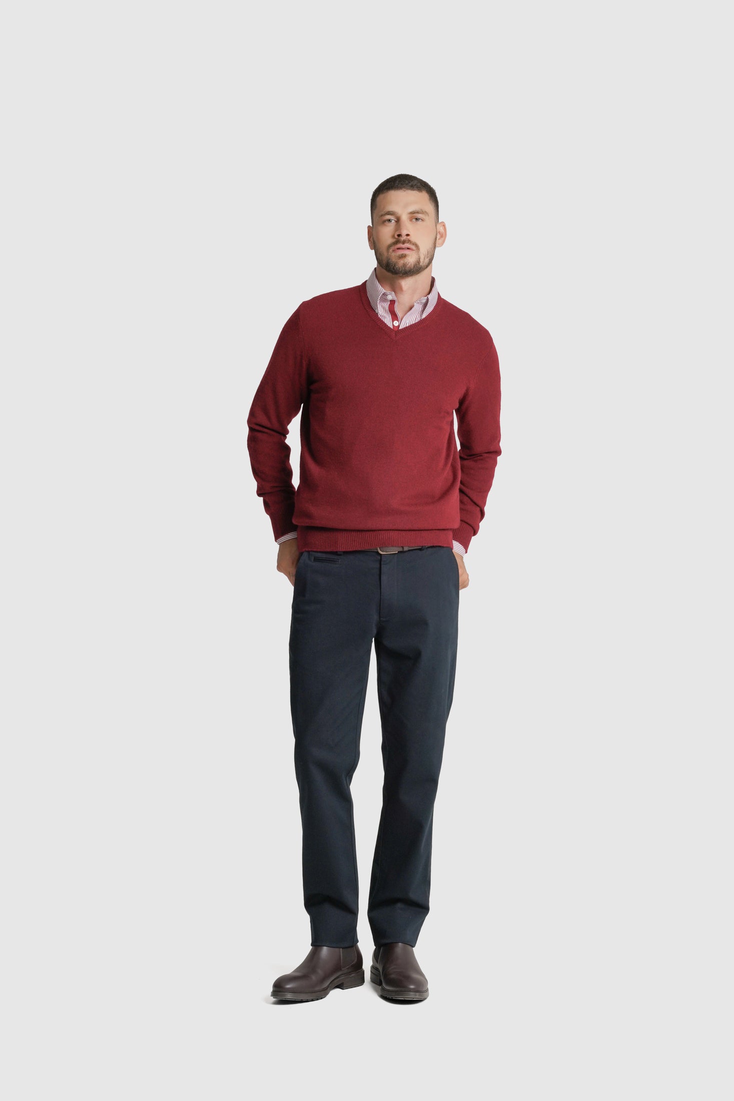 PULLOVER LÃ REGULAR FIT VERMELHO LISO MR. BLUE