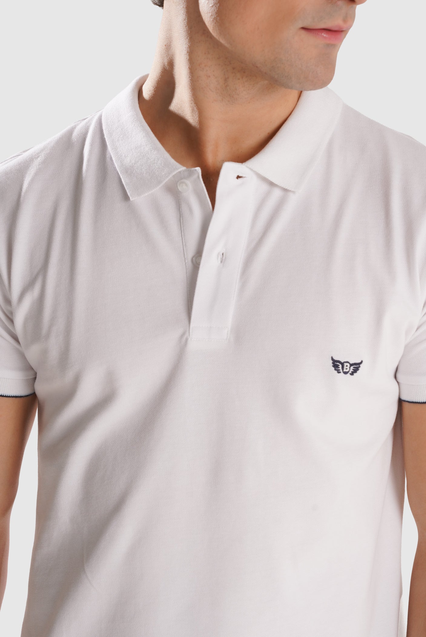 POLO PIQUET BRANCO MANGA CURTA REGULAR FIT MR. BLUE