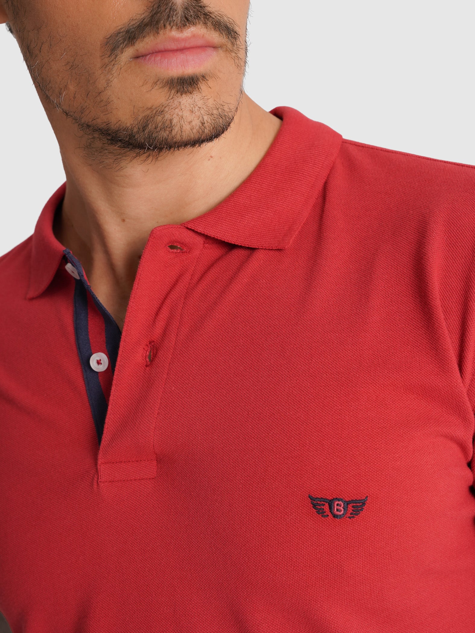 RED PIQUET POLO SHORT SLEEVE REGULAR FIT MR. BLUE