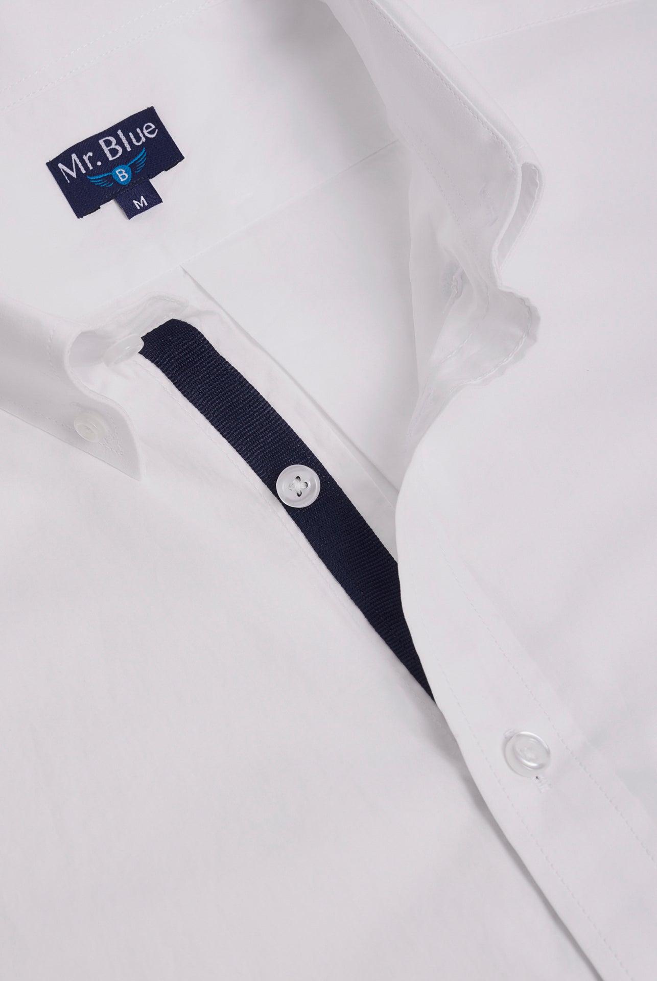 WHITE COTTON SHIRT SHORT SLEEVE REGULAR FIT MR. BLUE