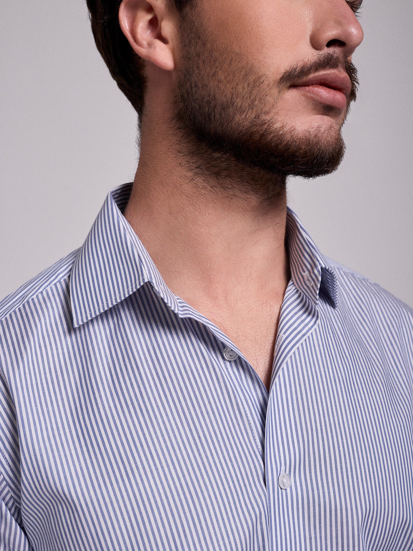 Camisa Algodão Azul Manga Comprida Classic Fit Mr. Blue