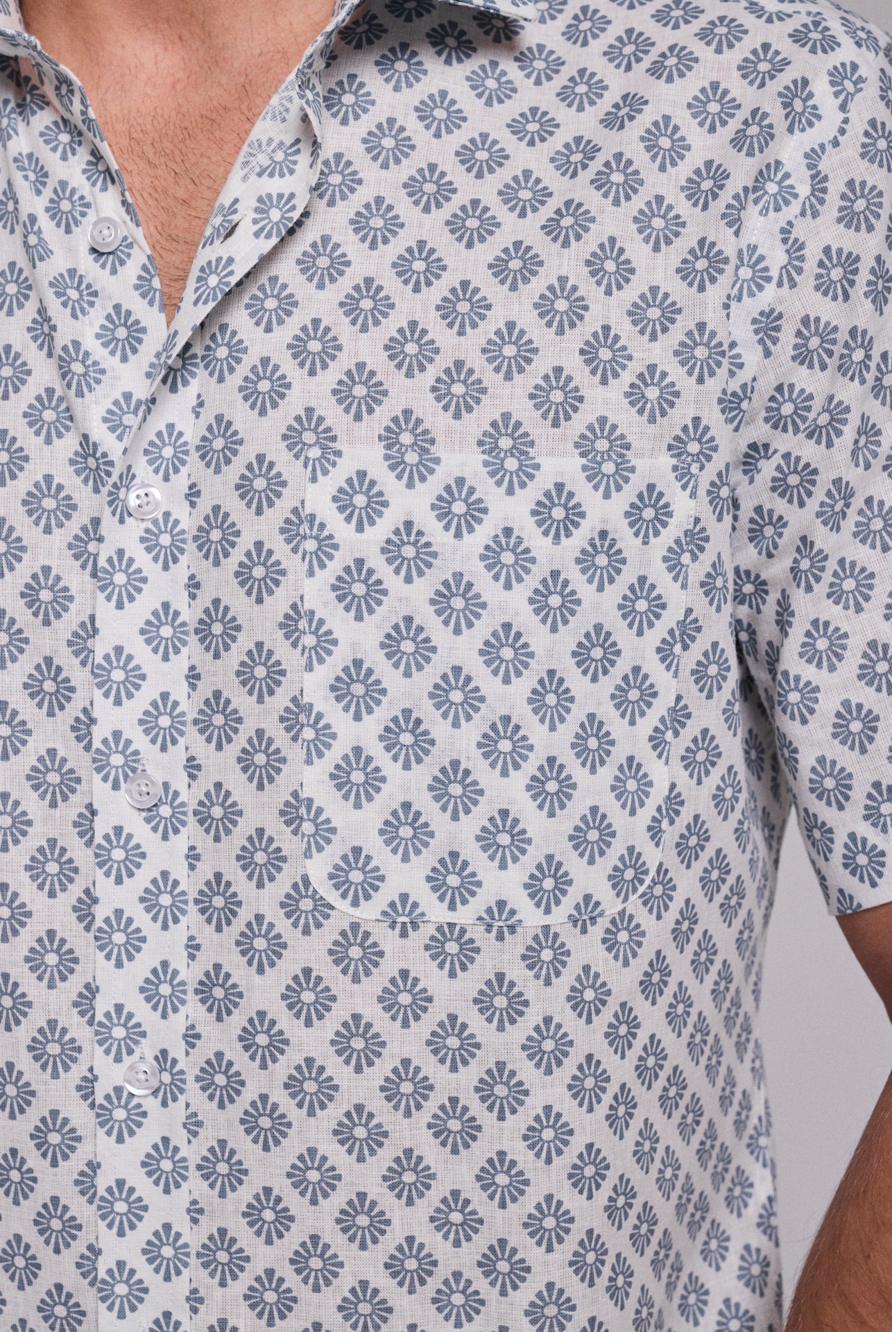 BLUE LINEN SHIRT SHORT SLEEVE REGULAR FIT MR. BLUE
