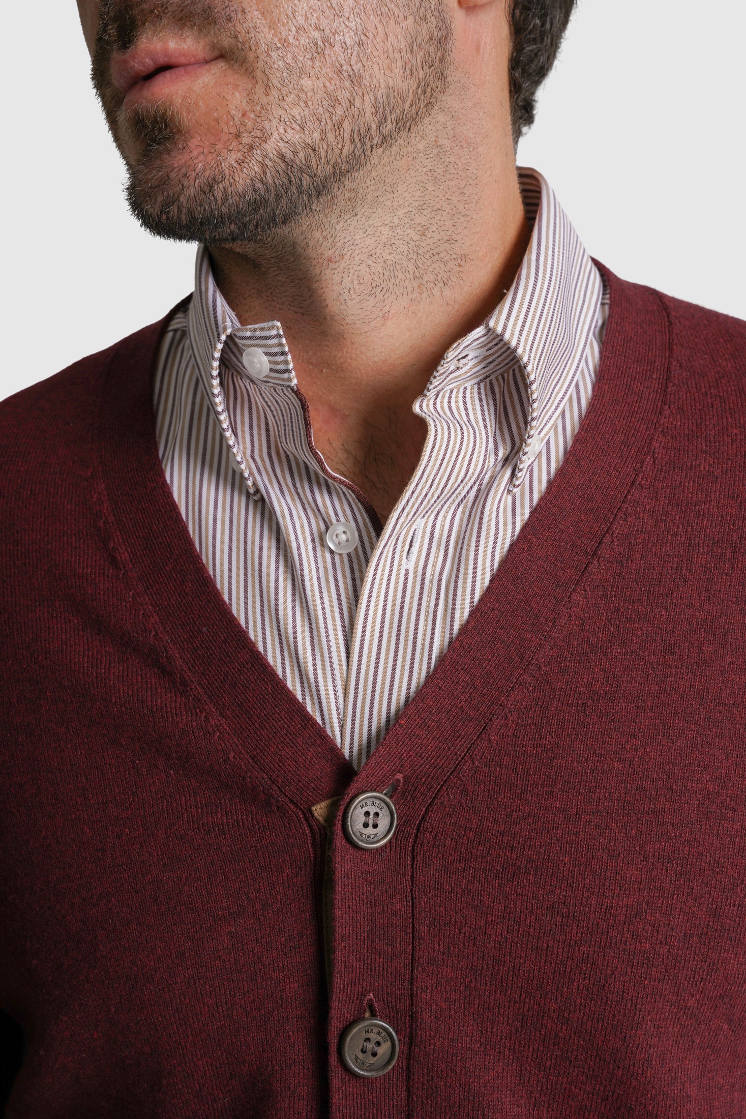 CARDIGAN CAXEMIRA REGULAR FIT BORDEAUX LISO MR. BLUE