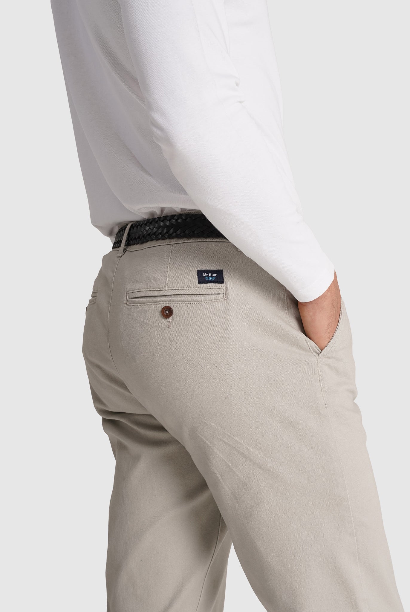 Calça Algodão Beges Regular Fit Mr. Blue