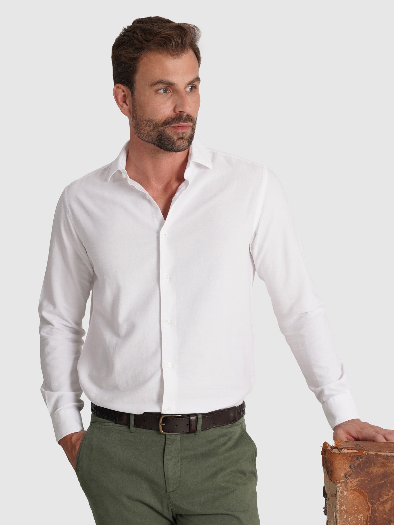 CAMISA ALGODÃO BRANCA MANGA COMPRIDA REGULAR FIT MARK BELLUCCI