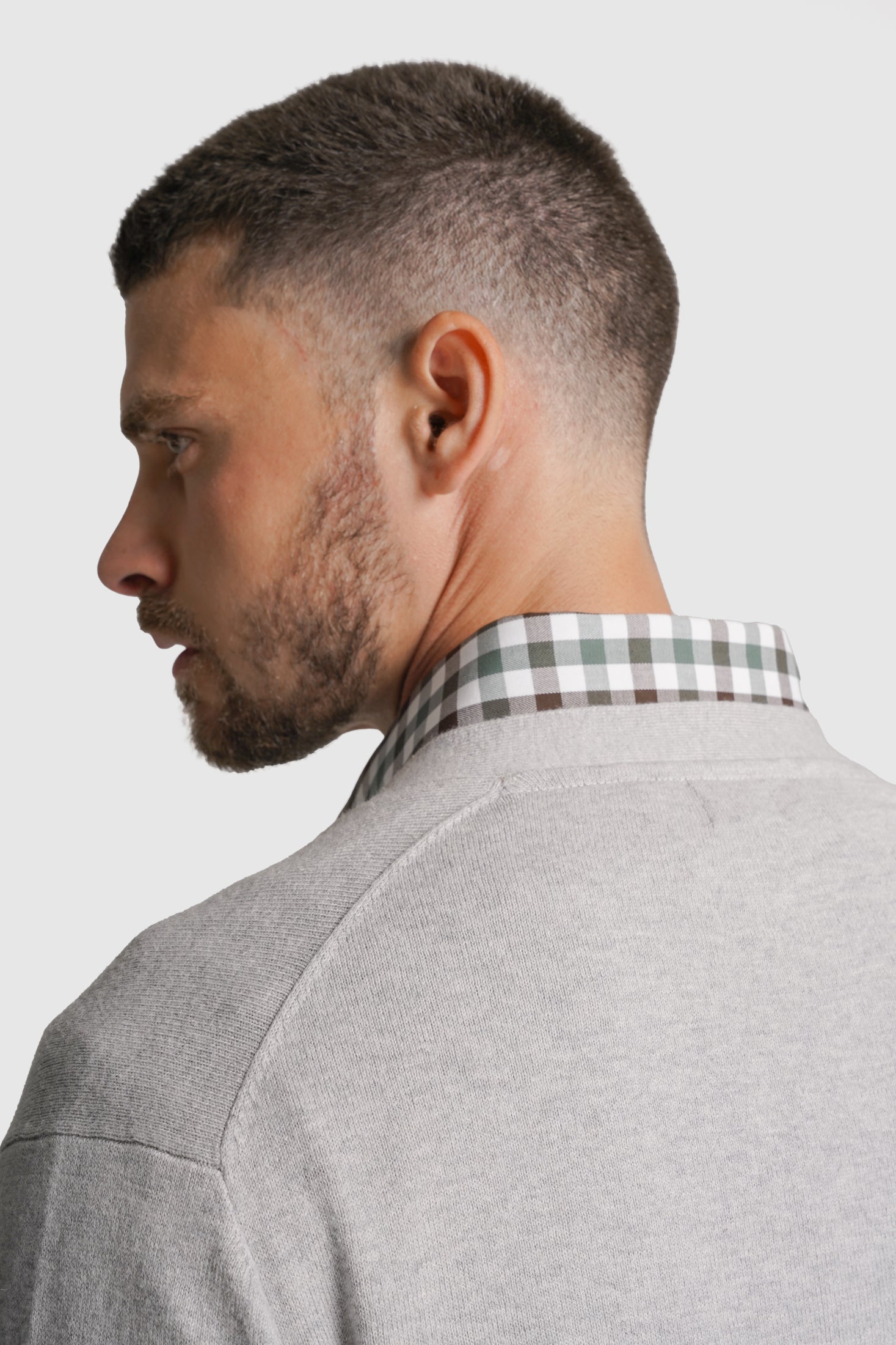 CARDIGAN LÃ REGULAR FIT CINZENTO LISO MR. BLUE