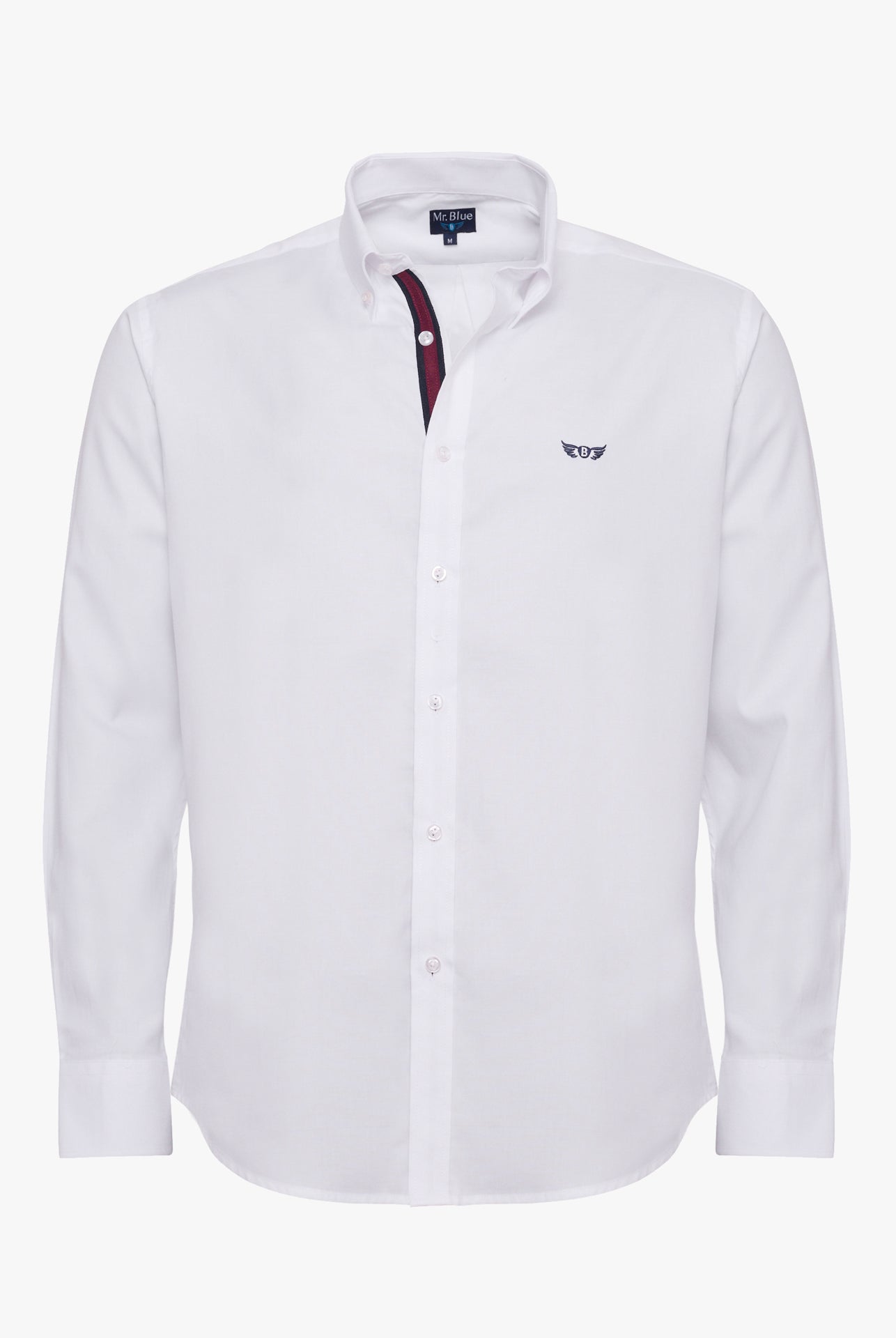 WHITE COTTON SHIRT LONG SLEEVE REGULAR FIT MR. BLUE