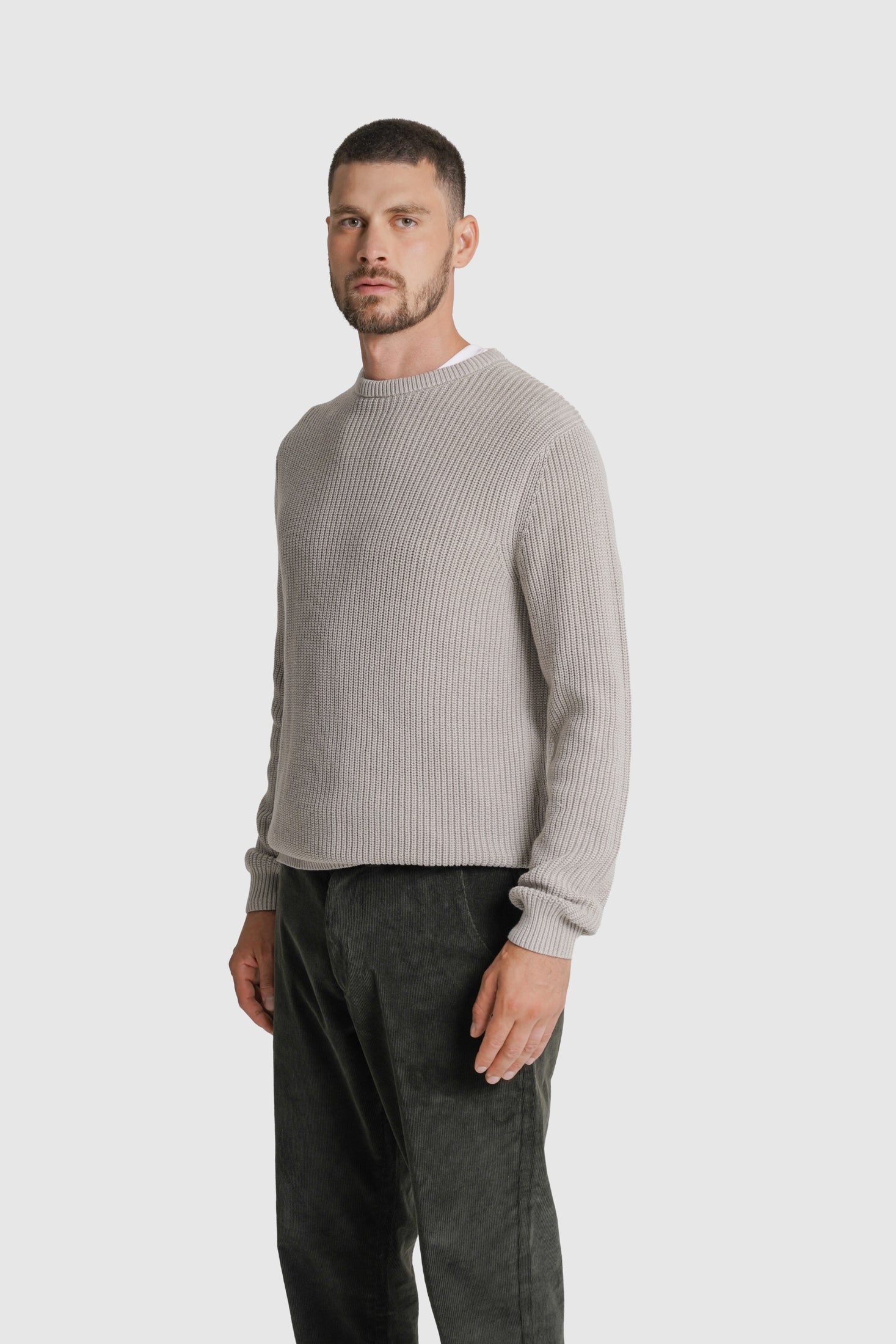 PULLOVER ALGODÃO REGULAR FIT CRU LISO MR. BLUE