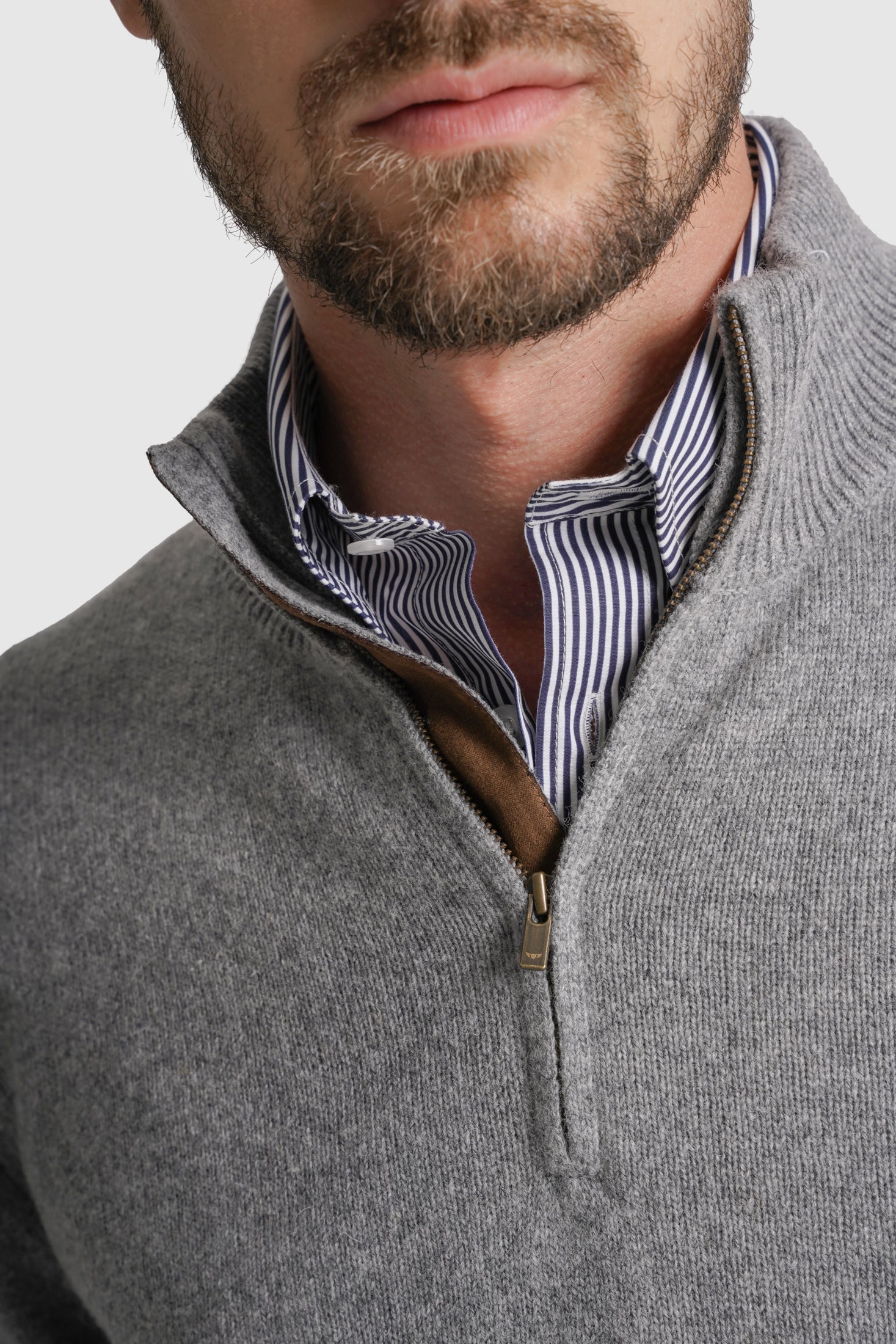PULLOVER LÃ REGULAR FIT CINZENTO LISO MR. BLUE