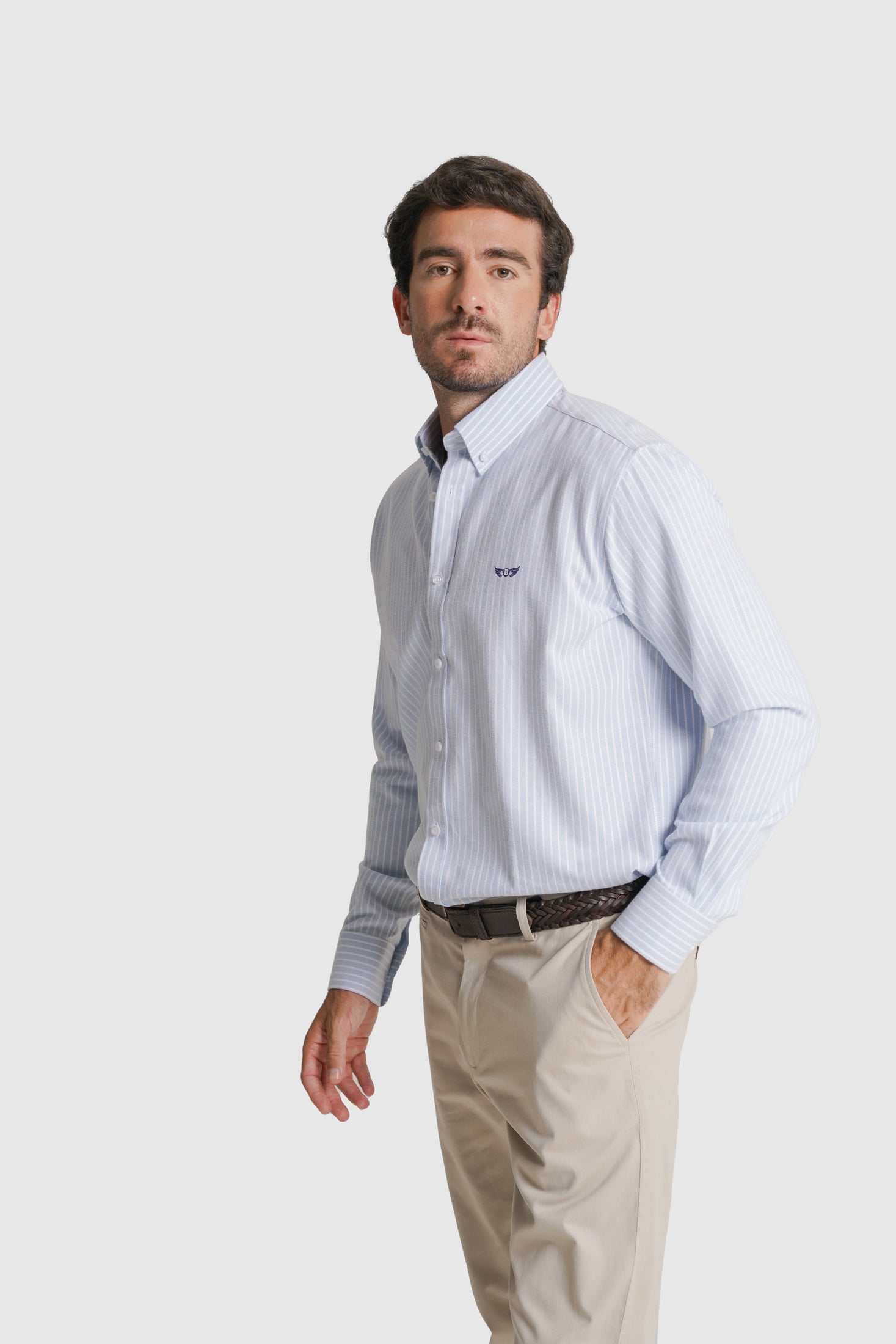 CAMISA ALGODÃO REGULAR FIT AZUL RISCAS MR. BLUE