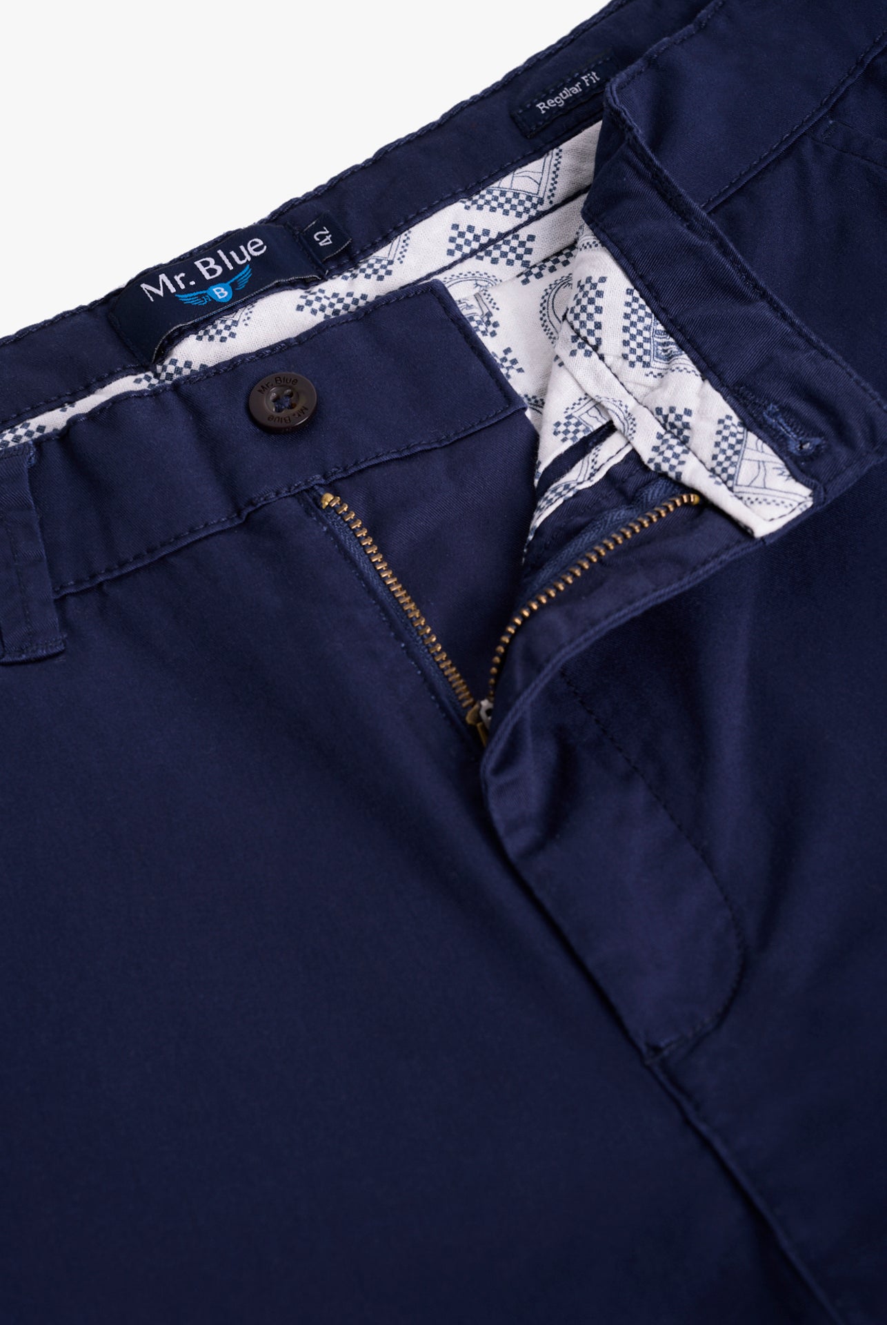 CALÇAS TWILL AZUIS REGULAR FIT MR. BLUE