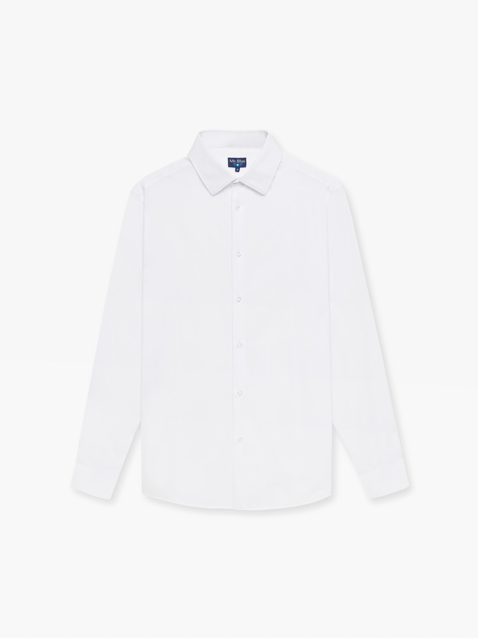WHITE LONG SLEEVE SLIM FIT MR SHIRT. BLUE