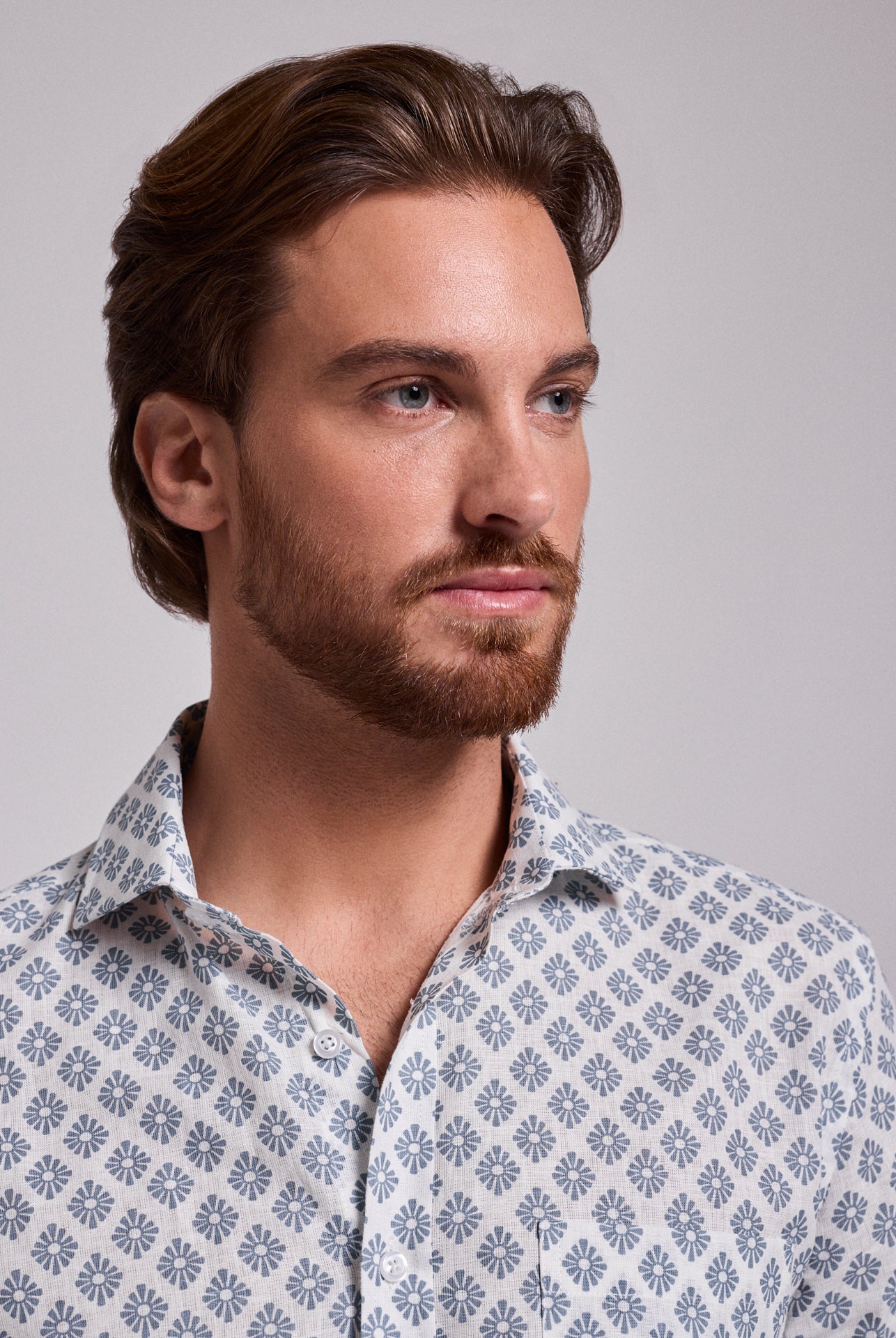 BLUE LINEN SHIRT SHORT SLEEVE REGULAR FIT MR. BLUE