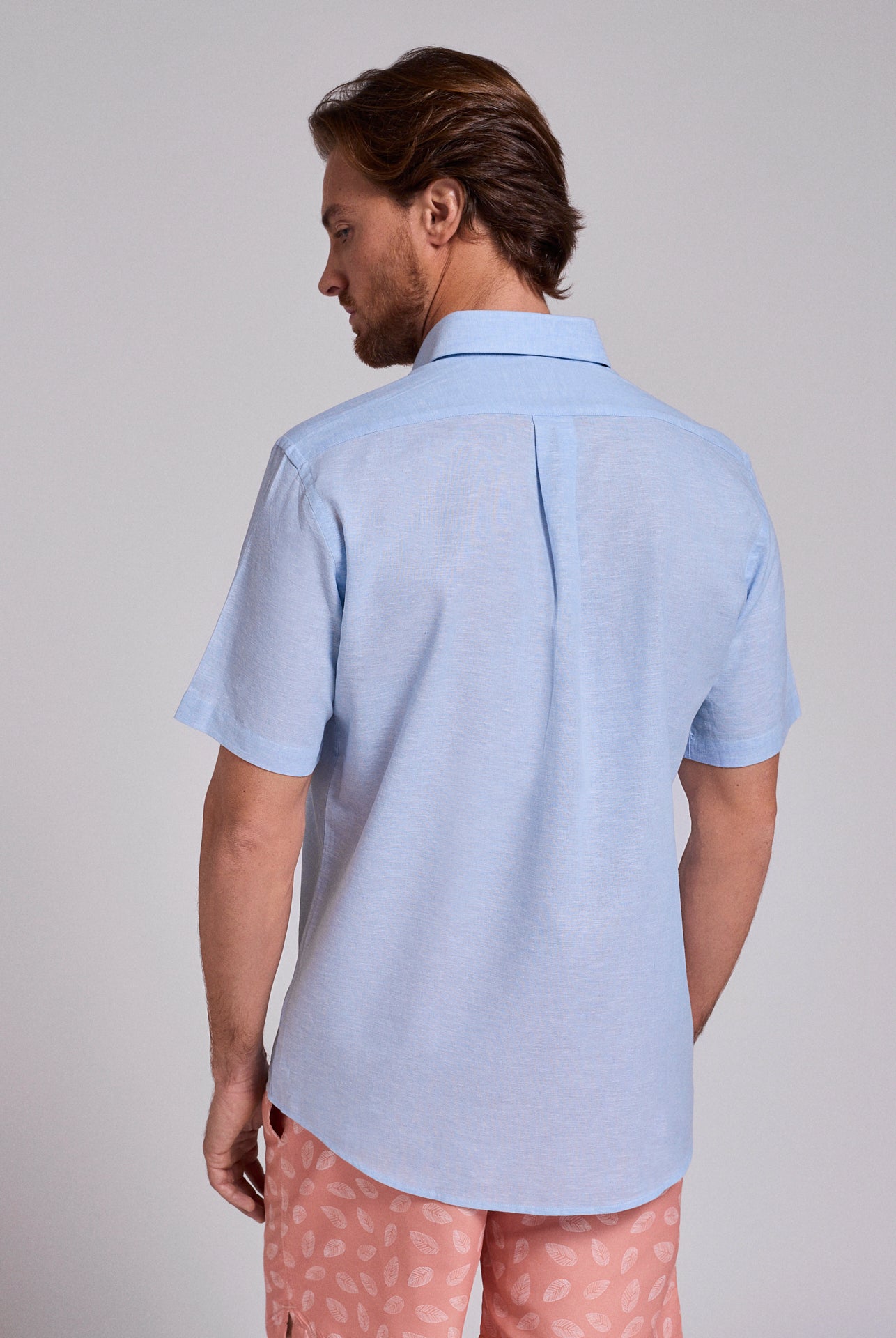 BLUE LINEN SHIRT SHORT SLEEVE REGULAR FIT MR. BLUE