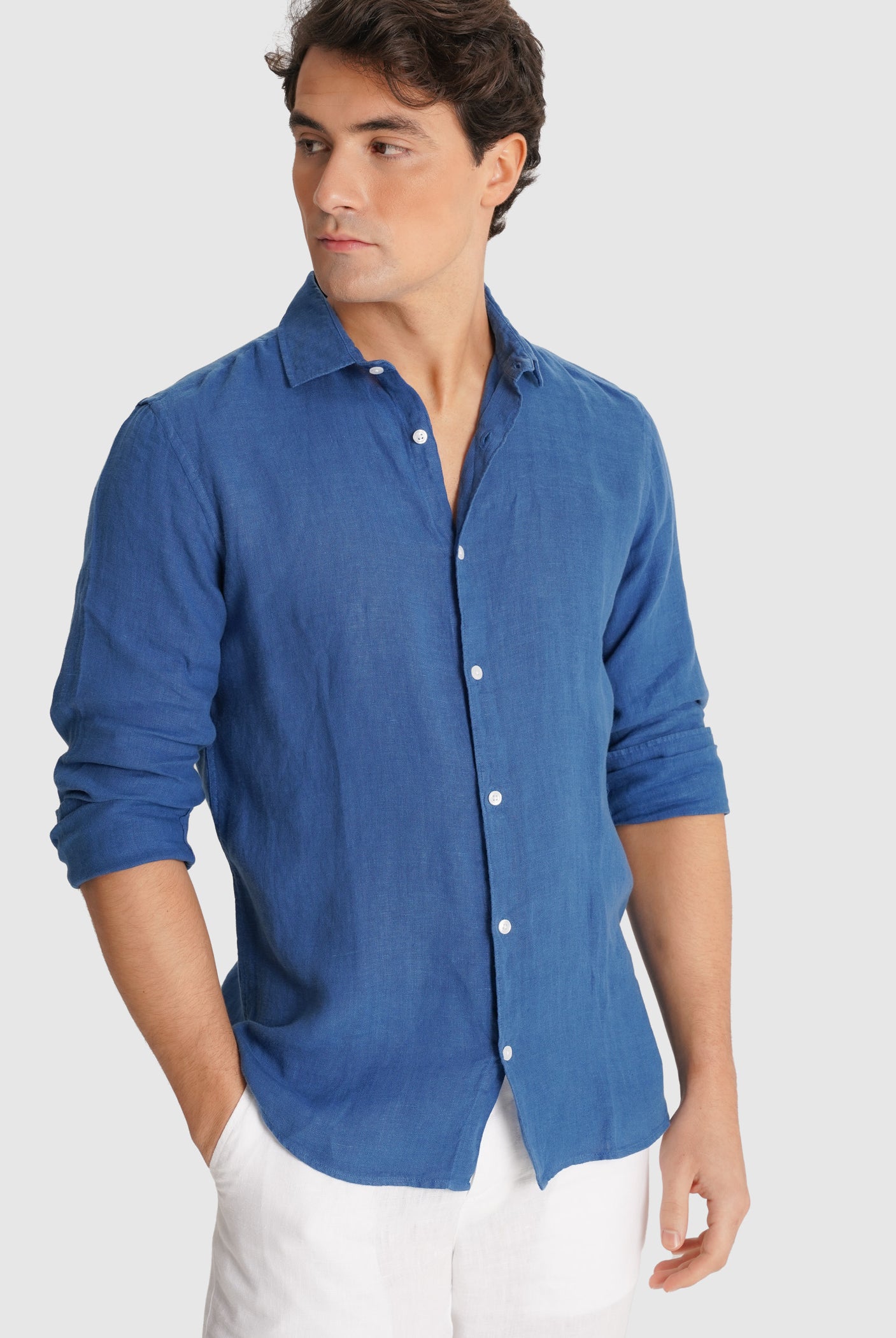 CAMISA AZUL MANGA COMPRIDA TAILORED FIT MARK BELLUCCI