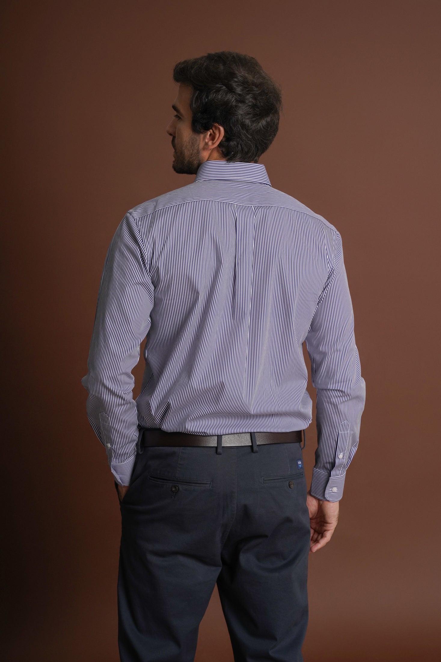 CAMISA ALGODÃO REGULAR FIT AZUL RISCAS MR. BLUE