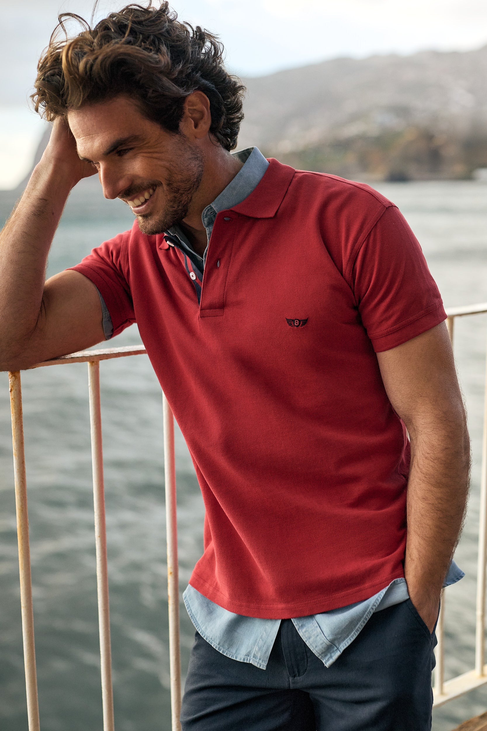 RED PIQUET POLO SHORT SLEEVE REGULAR FIT MR. BLUE