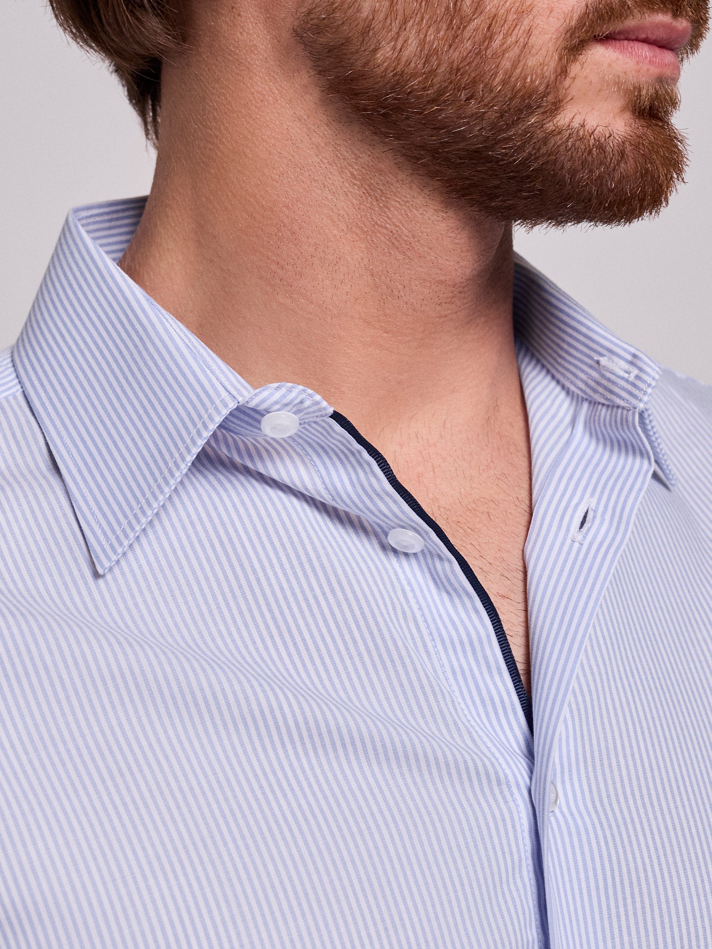 Camisa Algodão Azul Manga Comprida Slim Fit Mr. Blue