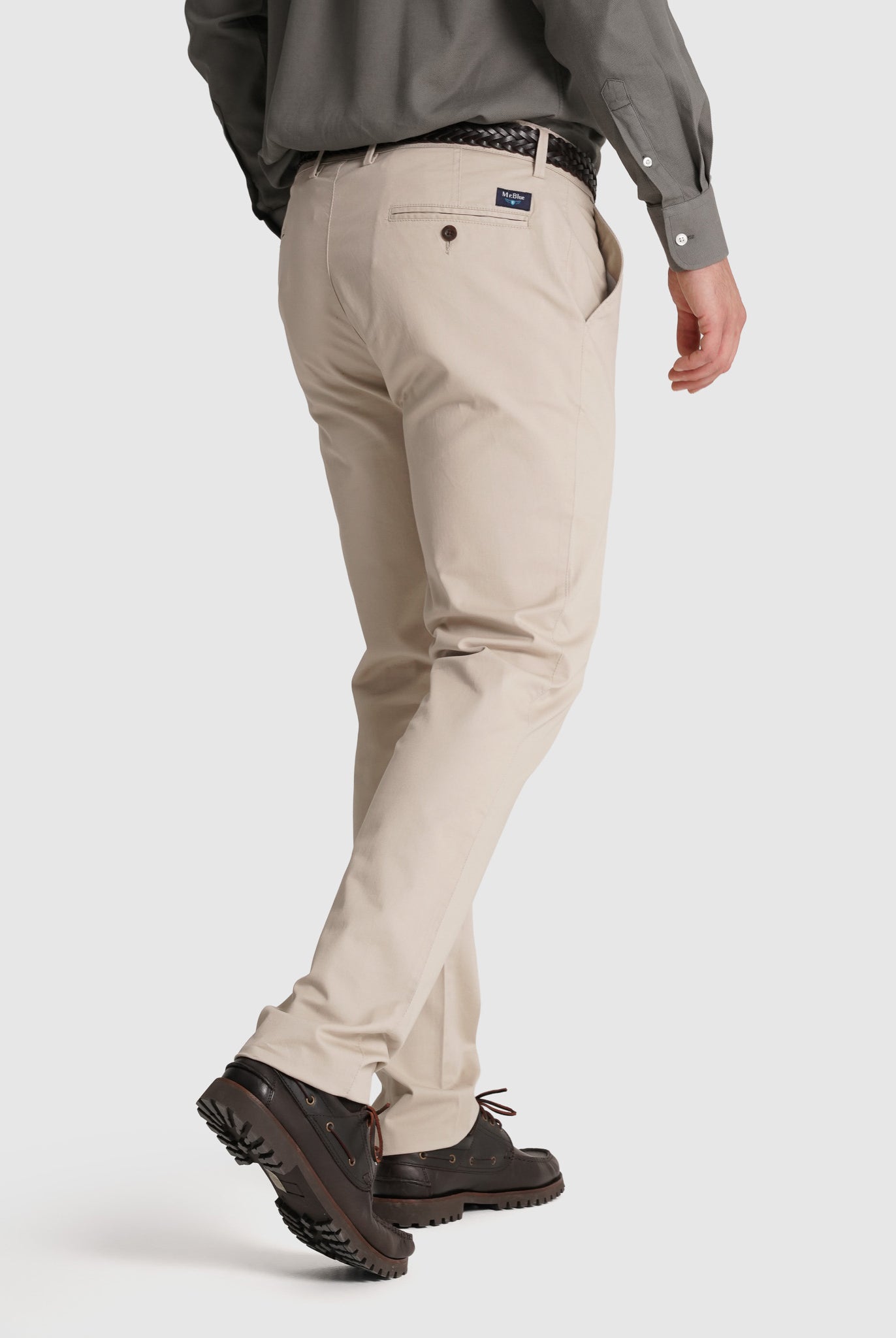 Calça Algodão Beges Slim Fit Mr. Blue