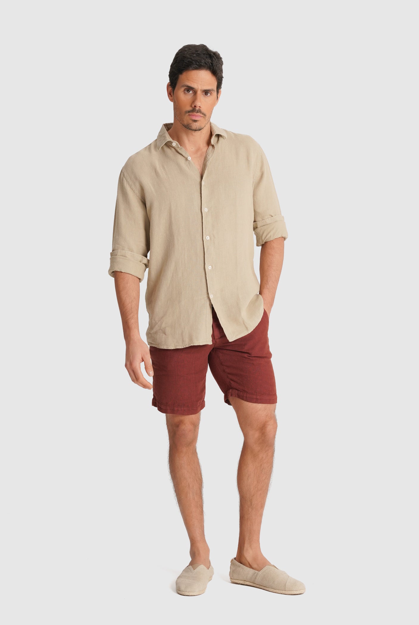 CAMISA CAMEL MANGA COMPRIDA TAILORED FIT MARK BELLUCCI