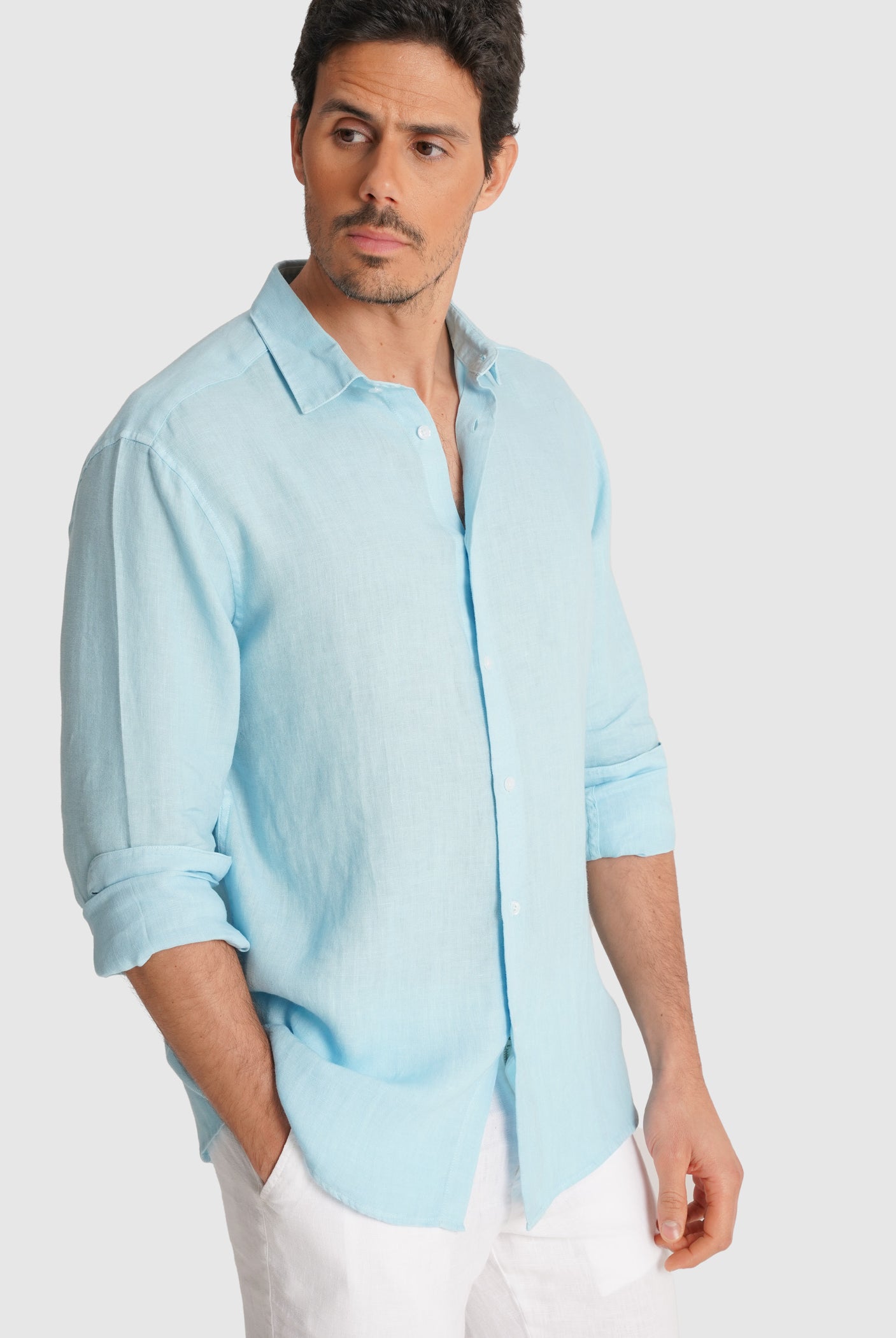 CAMISA AZUL MANGA COMPRIDA TAILORED FIT MARK BELLUCCI