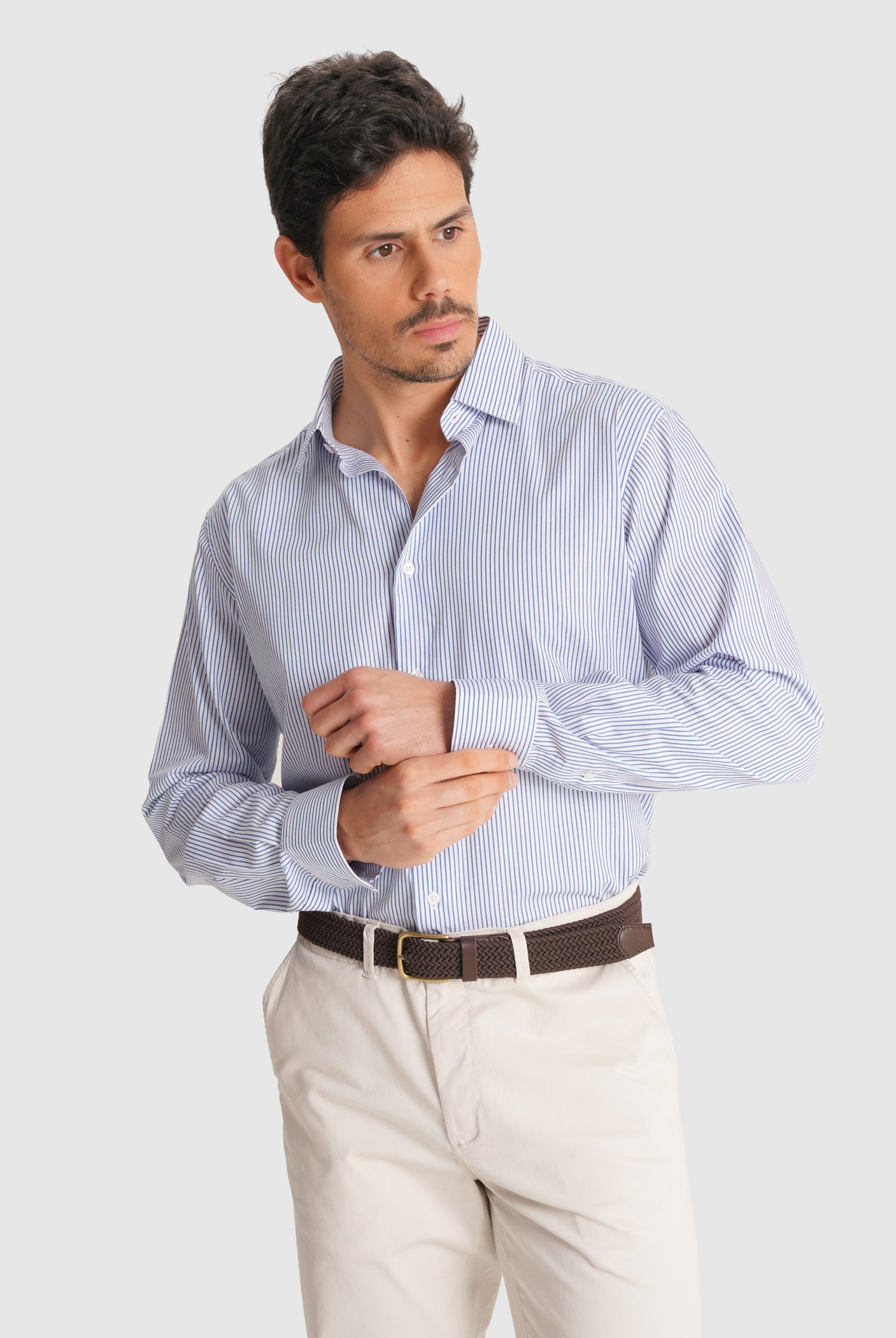 CAMISA TWILL AZUL MANGA COMPRIDA CLASSIC FIT MR. BLUE