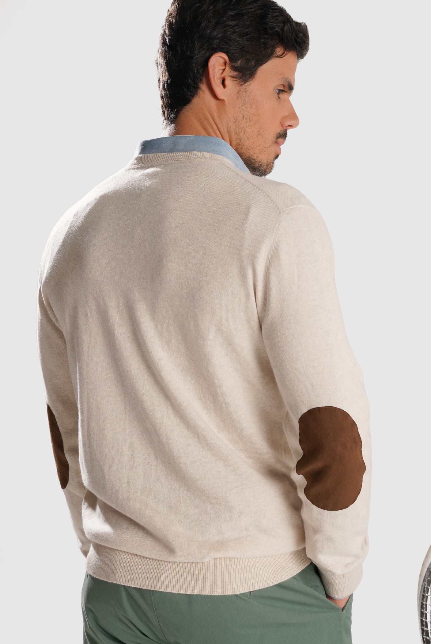 PULLOVER BEGE COM COTOVELEIRA REGULAR FIT MR. BLUE