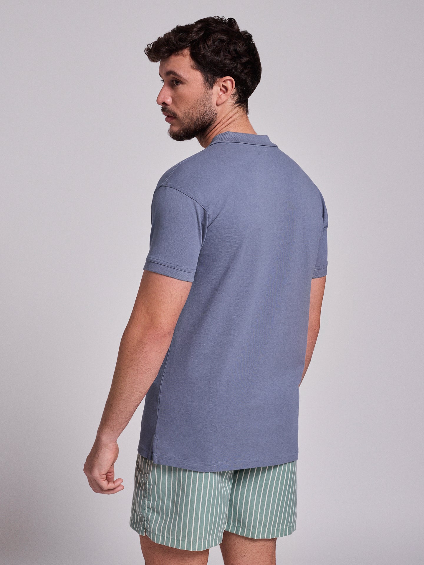 Polo Azul Manga Curta Regular Fit Mr. Blue