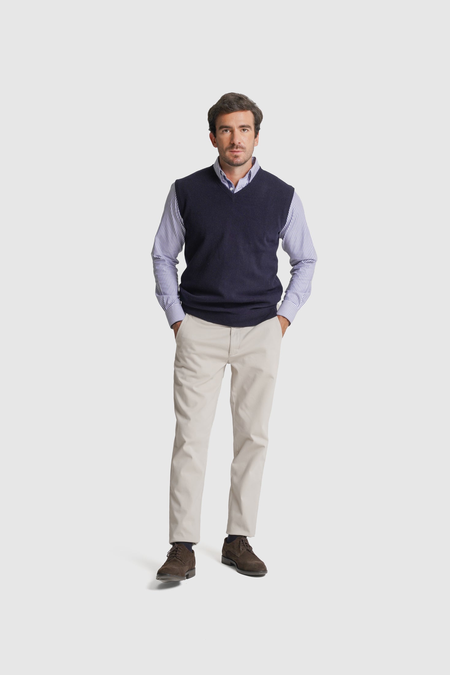PULLOVER LÃ REGULAR FIT AZUL LISO MR. BLUE