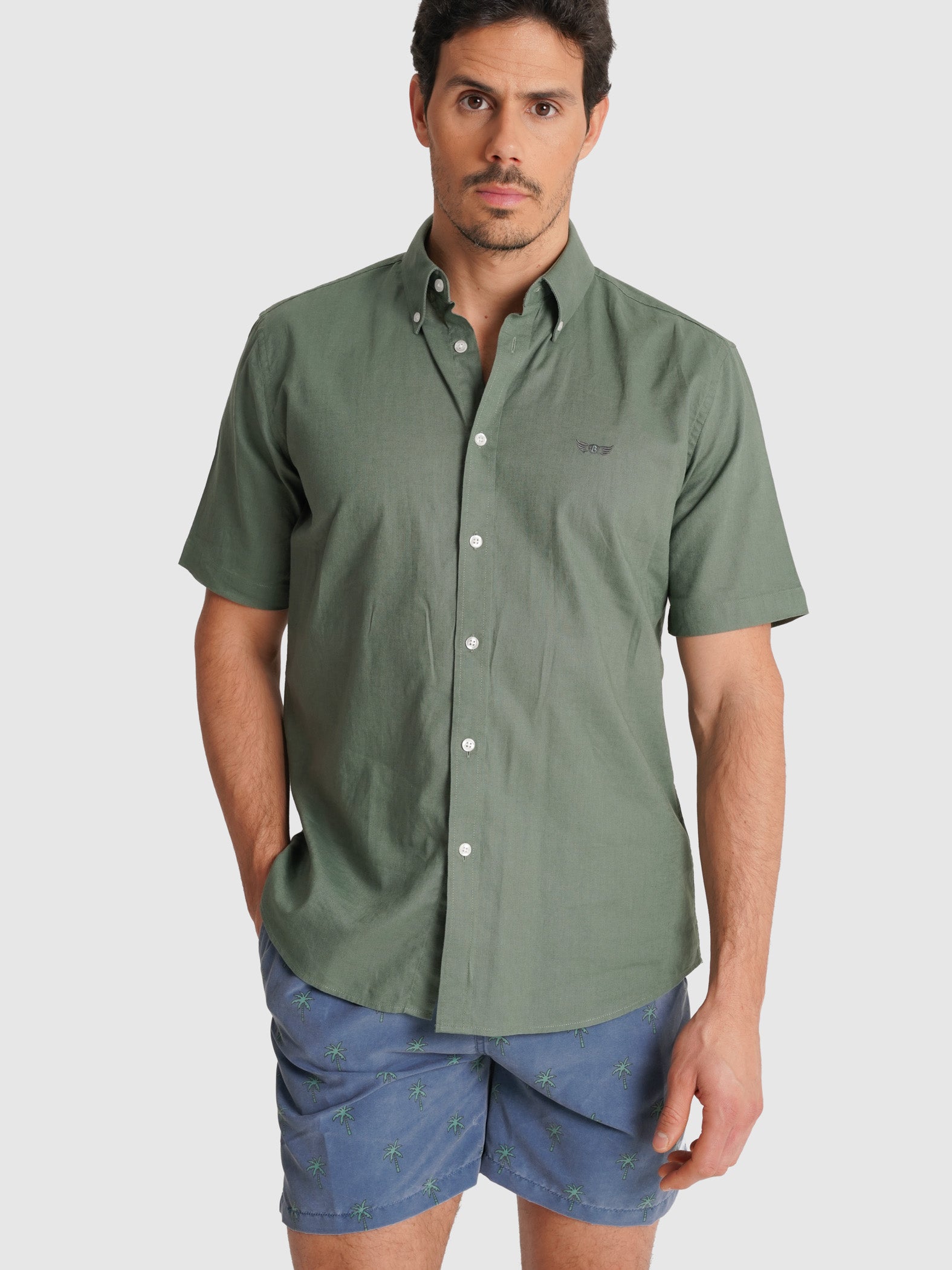CAMISA VERDE MANGA CURTA REGULAR FIT MR. BLUE