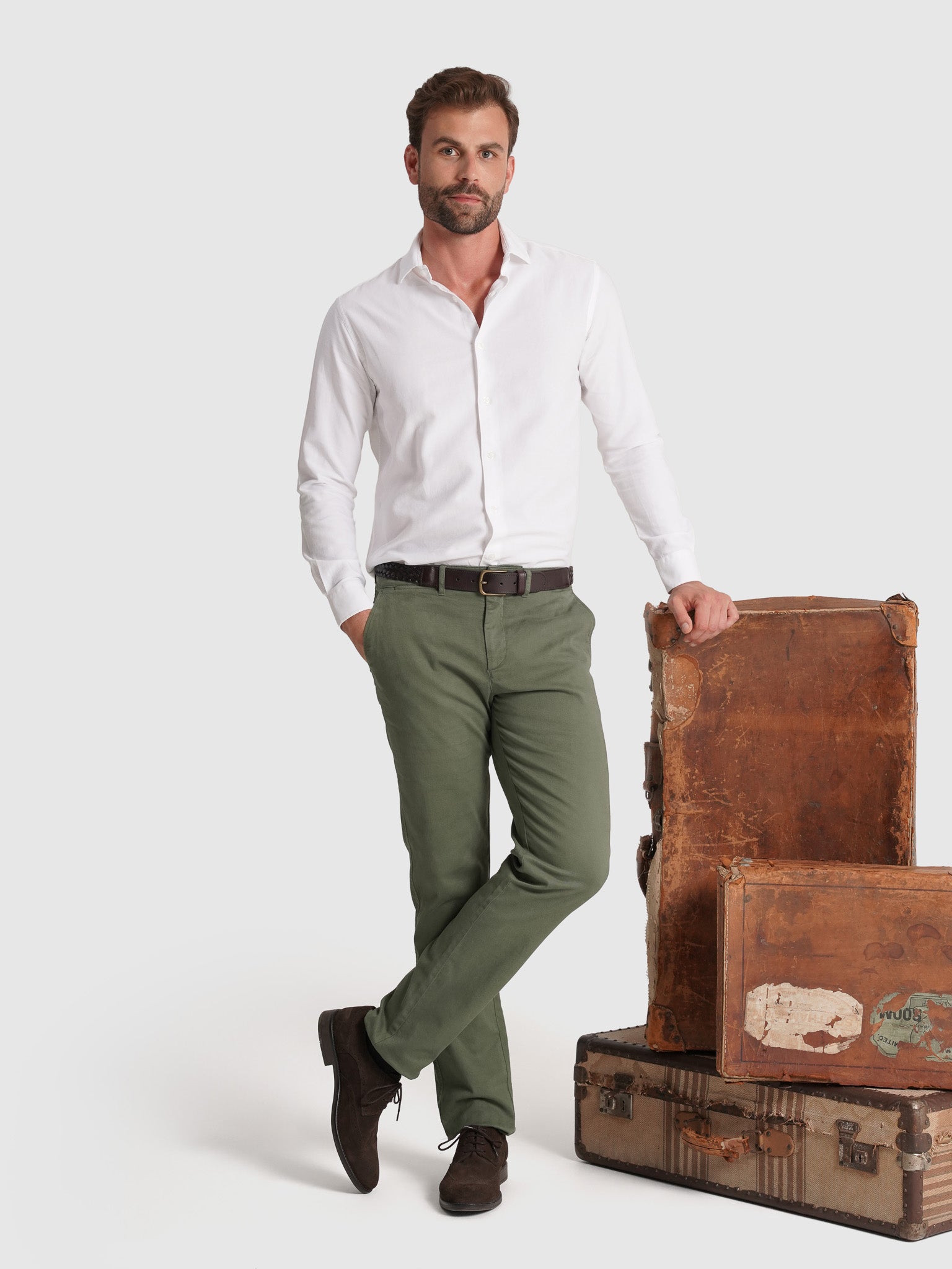 CALÇAS VERDES REGULAR FIT MARK BELLUCCI