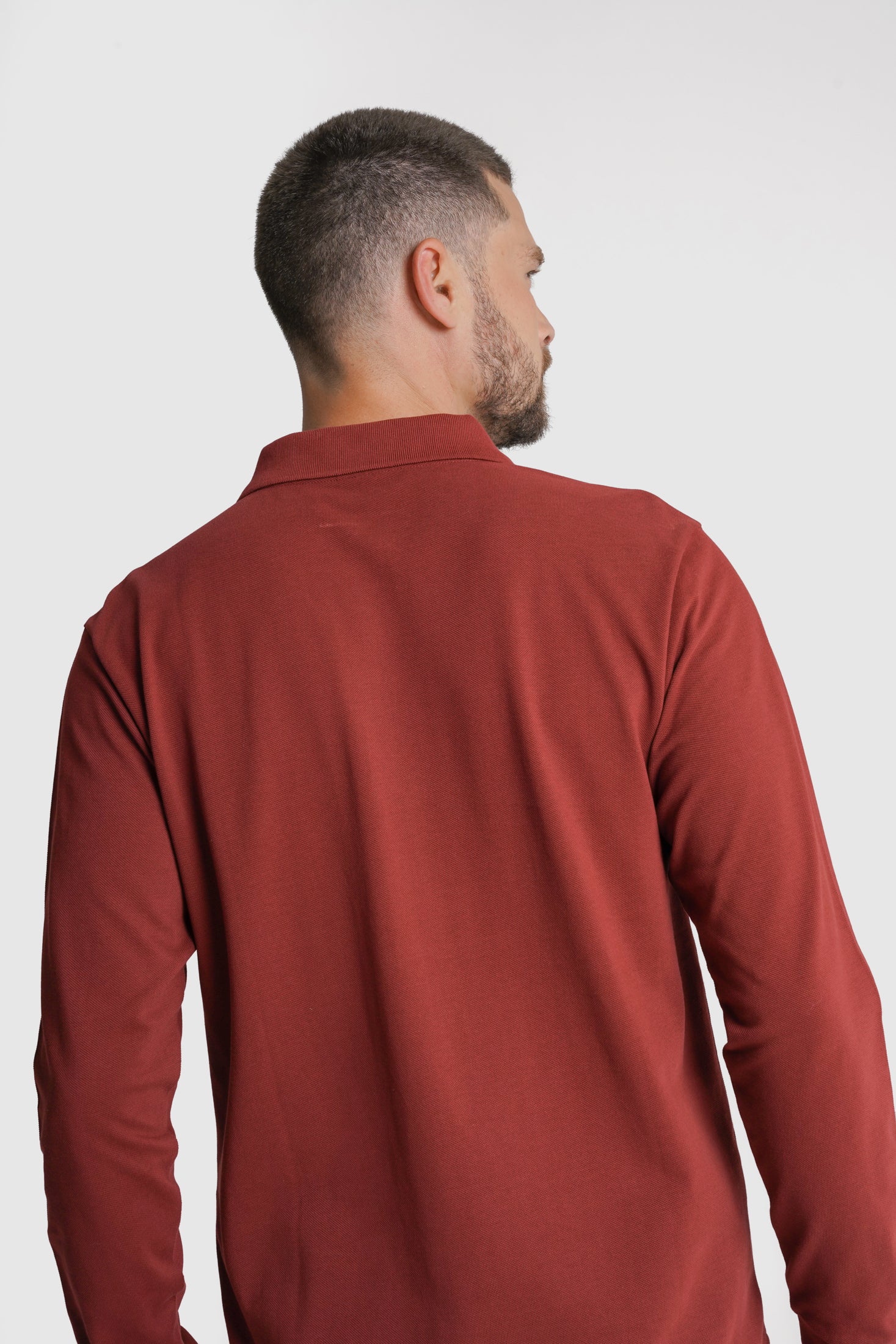 POLO MANGA COMPRIDA ALGODÃO REGULAR FIT BORDEAUX LISO MR. BLUE