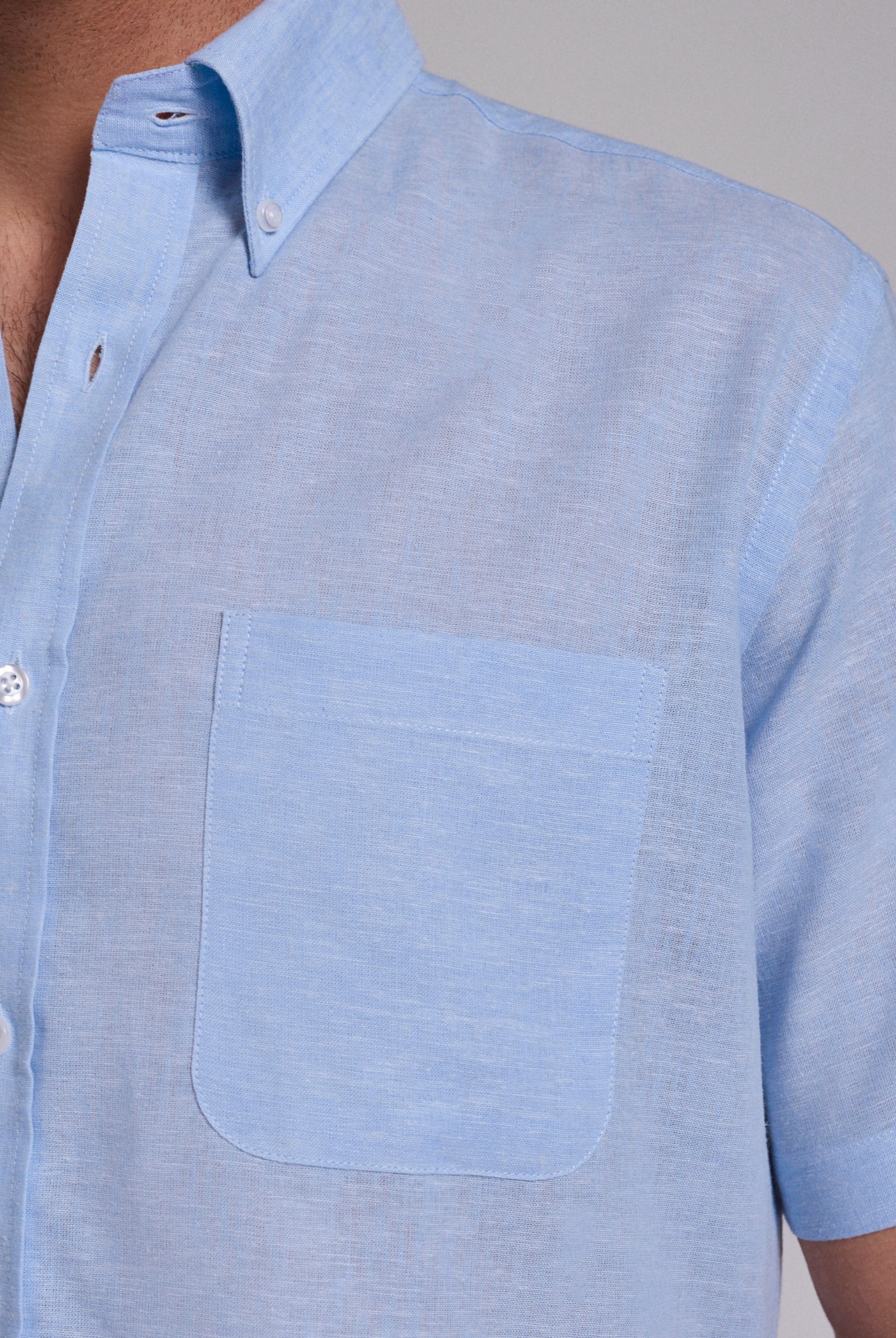 BLUE LINEN SHIRT SHORT SLEEVE REGULAR FIT MR. BLUE