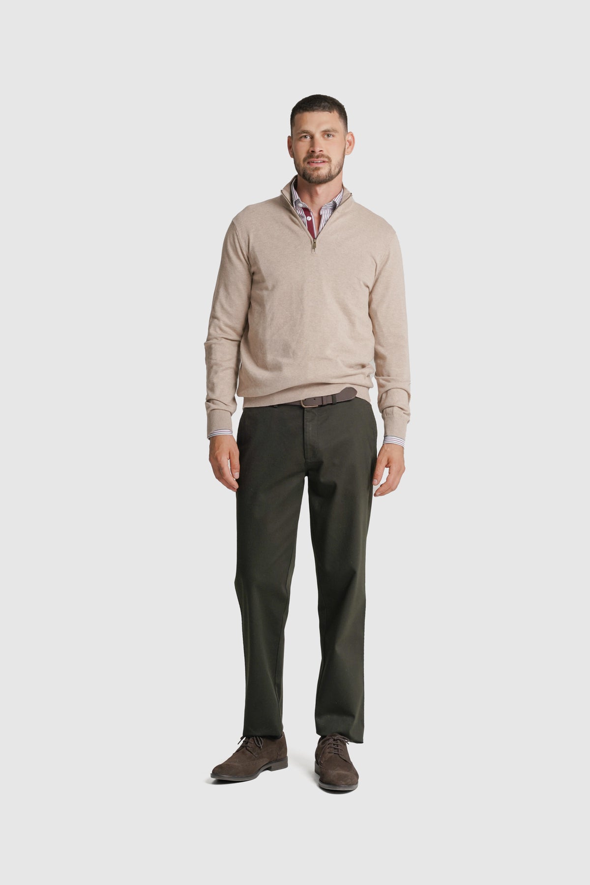 PULLOVER CAXEMIRA REGULAR FIT BEGE LISO MR. BLUE