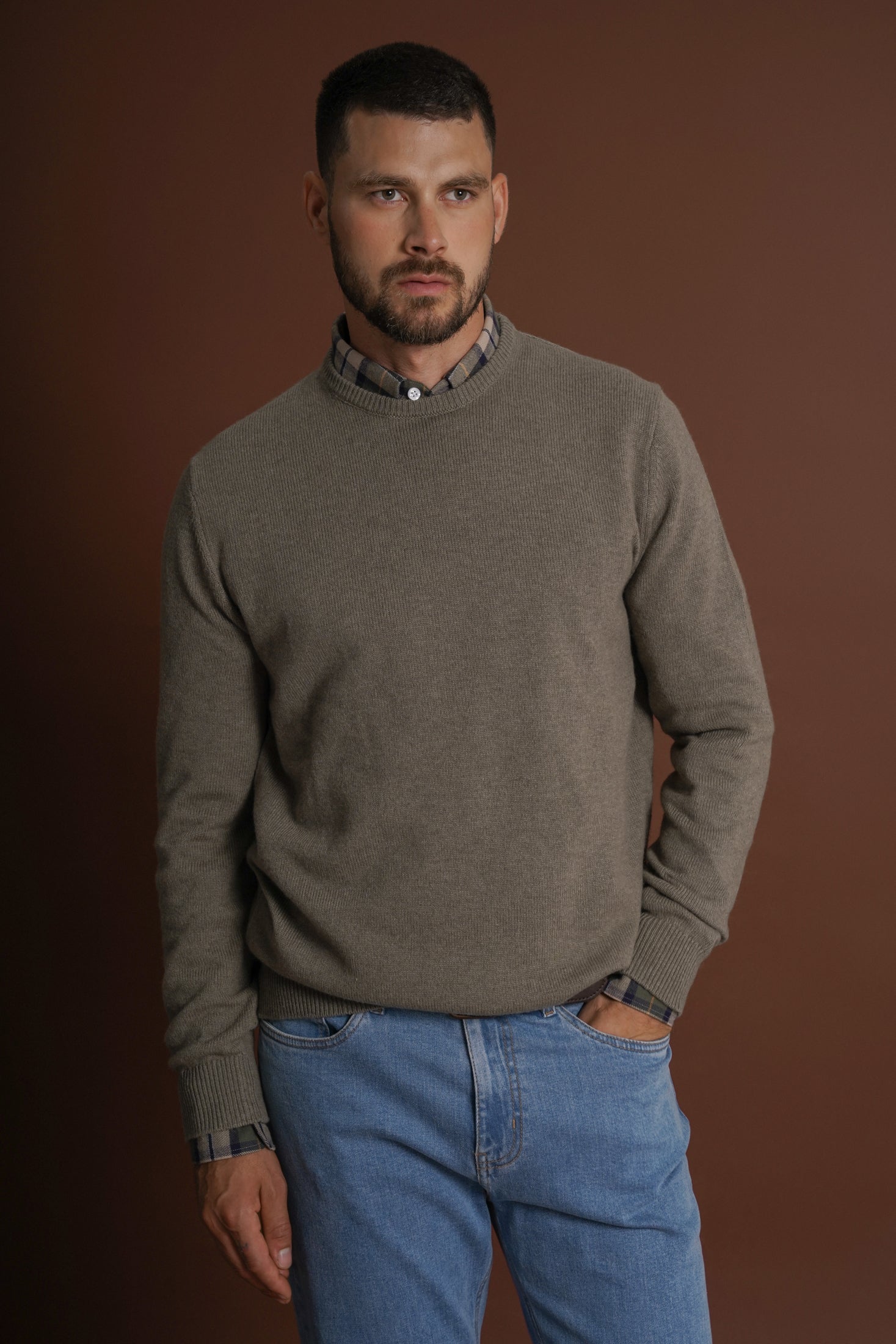 PULLOVER LÃ REGULAR FIT VERDE LISO MR. BLUE
