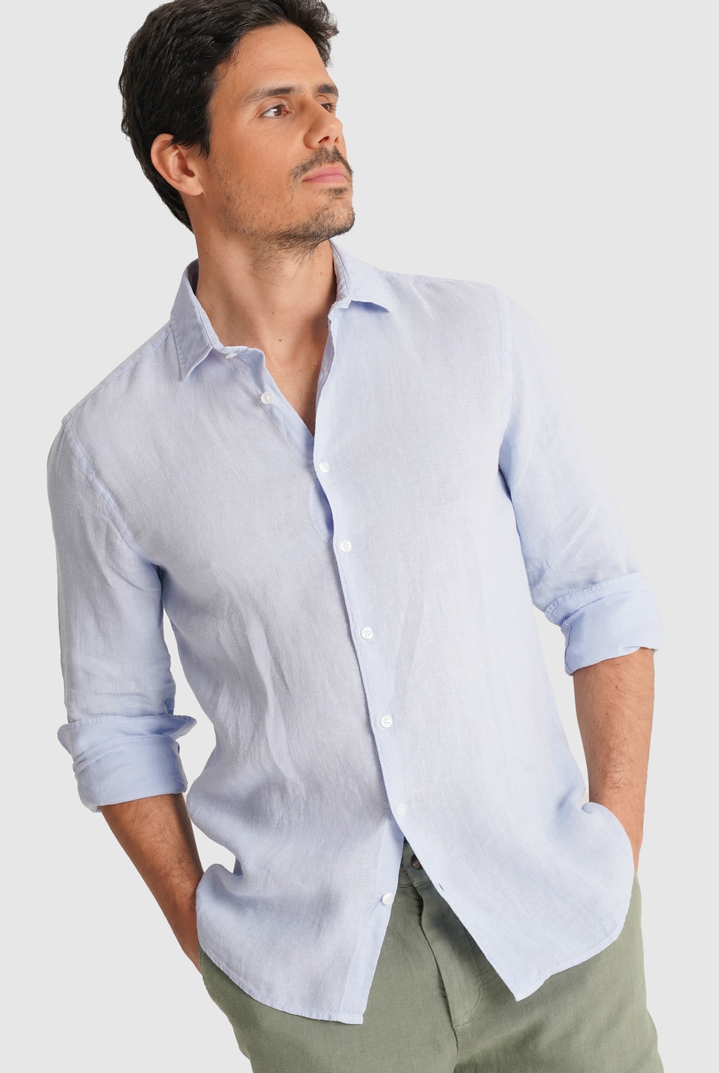 CAMISA AZUL MANGA COMPRIDA TAILORED FIT MARK BELLUCCI