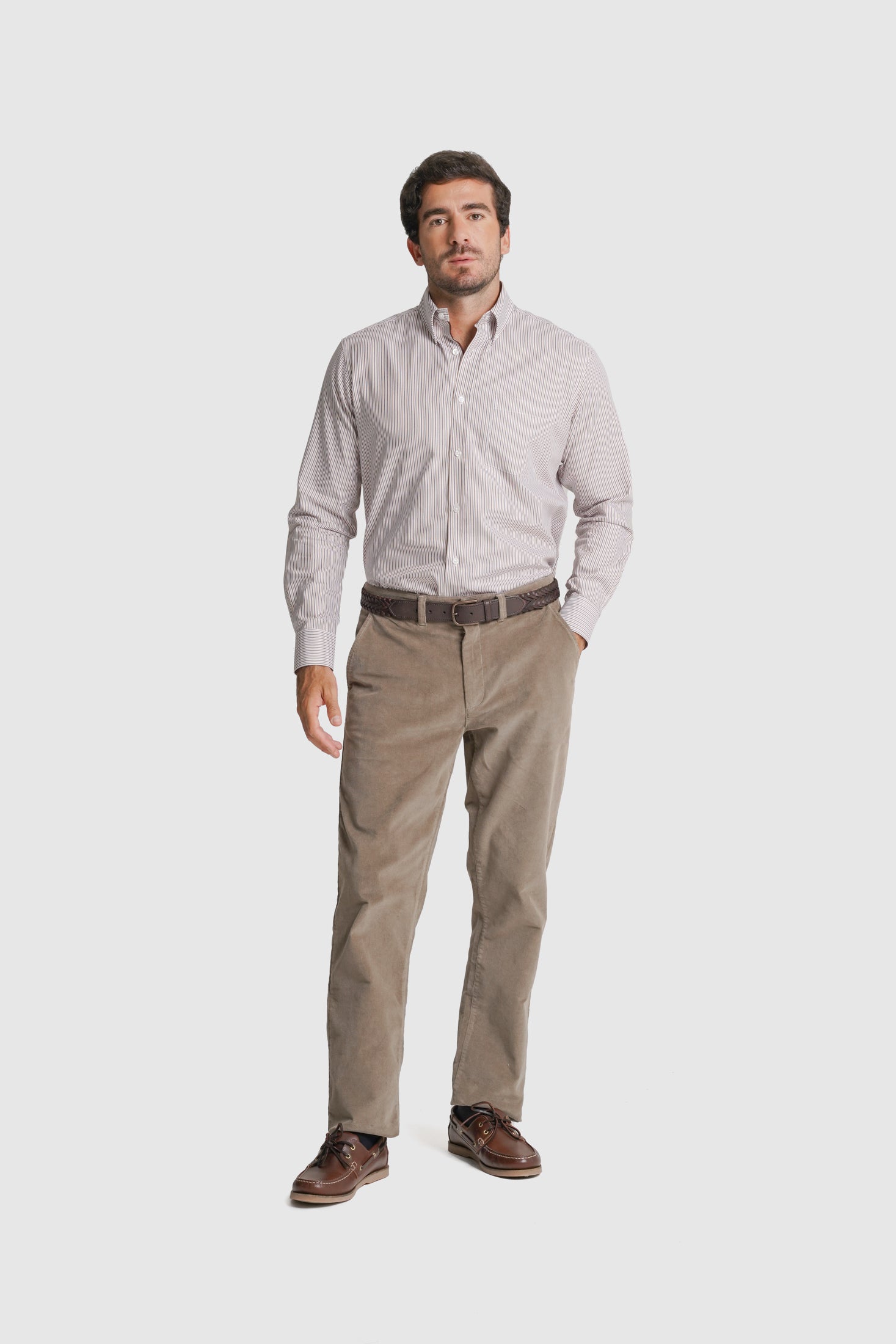 CAMISA ALGODÃO REGULAR FIT BRANCA RISCAS MR. BLUE